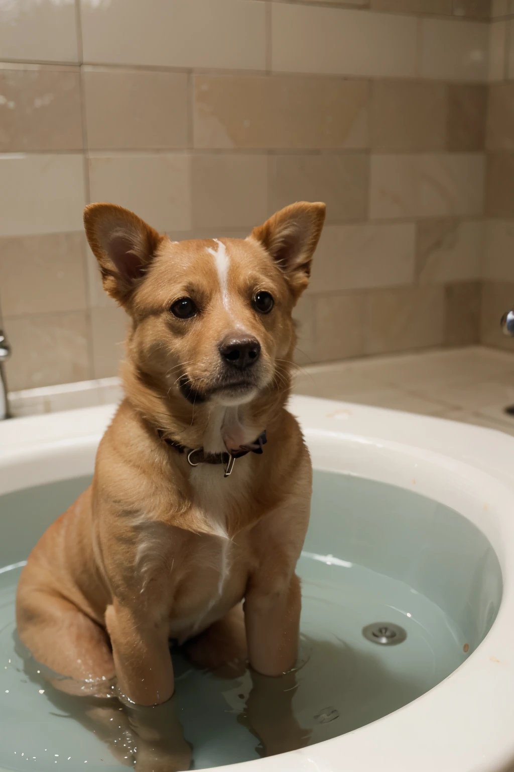 Small dog bathing