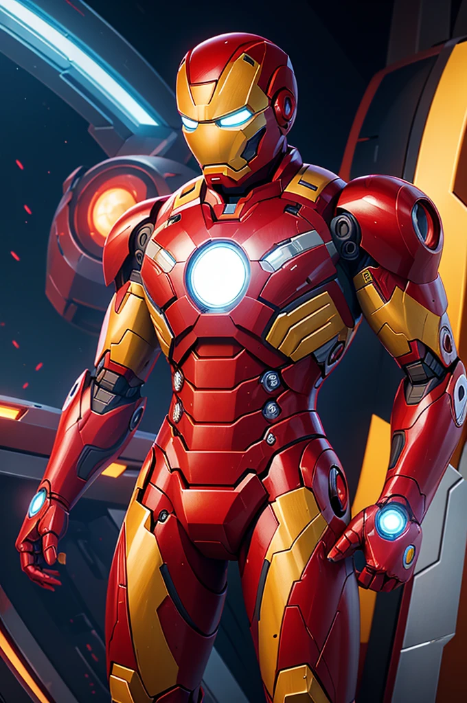 (best quality,High resolution:1.2),ultra-detailed, robot from the future, Iron-Man style, vivid colors