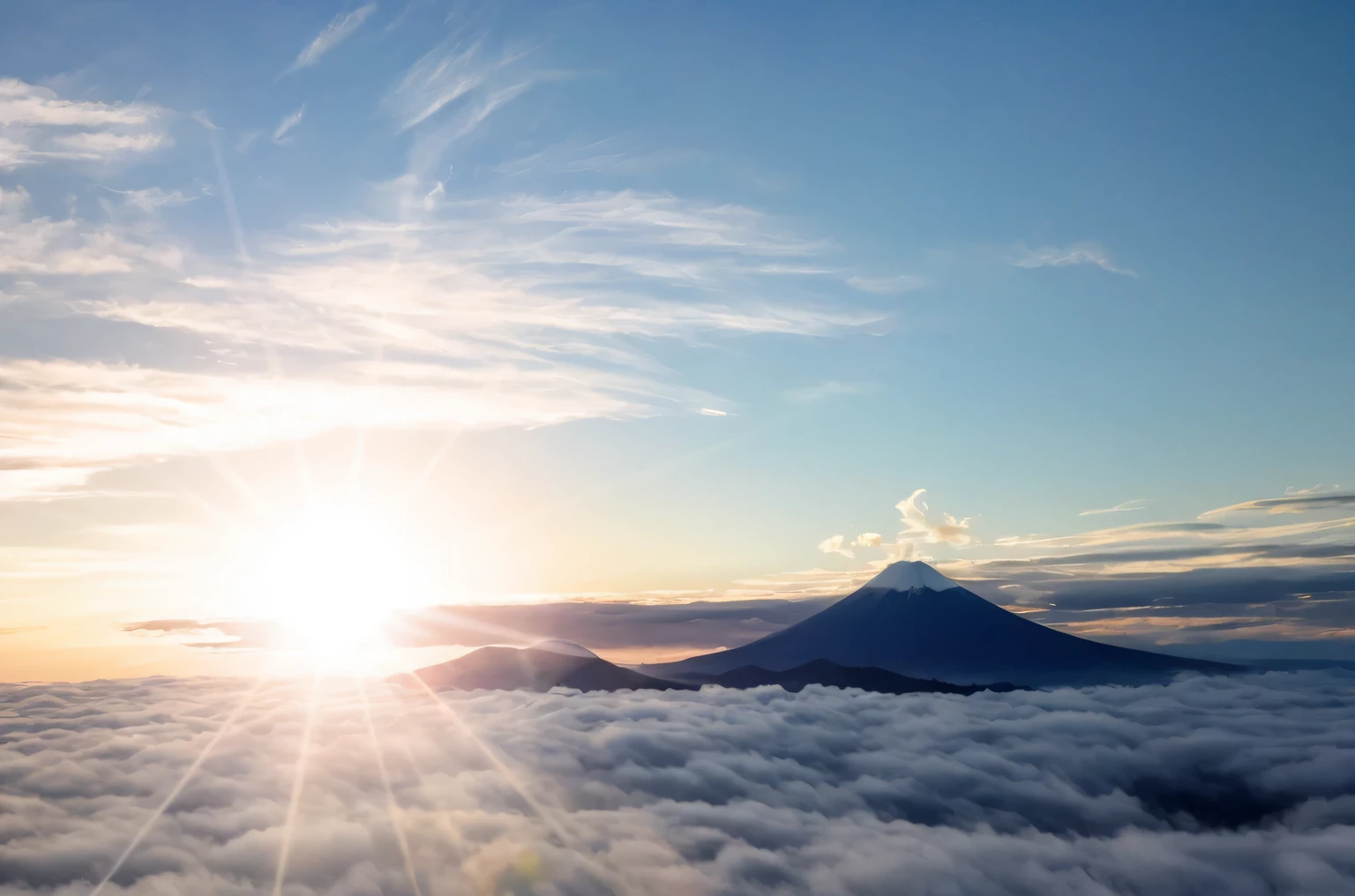 on cloudsから太陽が輝いているmontの荒々Nice view, mont. Fuji, at snowy Fuji mountain sunrise, mount Fuji, on cloudsに上がる, on clouds, mount Fuji background, 2つのmontの間に太陽が昇る, mount Fuji on the background, mount Fuji in the background, view on clouds, mountain Fuji on the background, 低い層状のon clouds、tome&#39;shining brightly、blue-sky、white sea of clouds、top-quality、topquality、