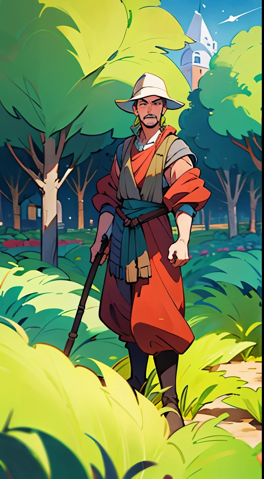 male farmer in the village, in fantasy, Full-length