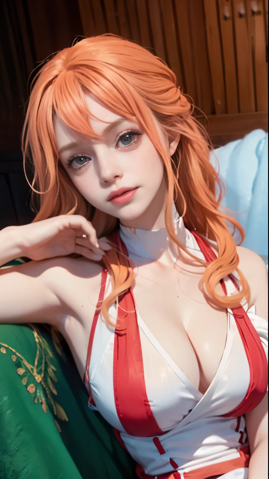 body: pale skin, strawberry blonde hair, girl, hair down, slightly freckled, slight overweight, soft, busty, navel
clothing: hair ribbon, thin sheer robe, low opacity fabric
pose: blushing, slightly smiling, bliss, lying down, legs parted, hands in panties
setting: sauna
aesthetic: average person, soft face, well lit room, soft eyes, MILF, mature woman