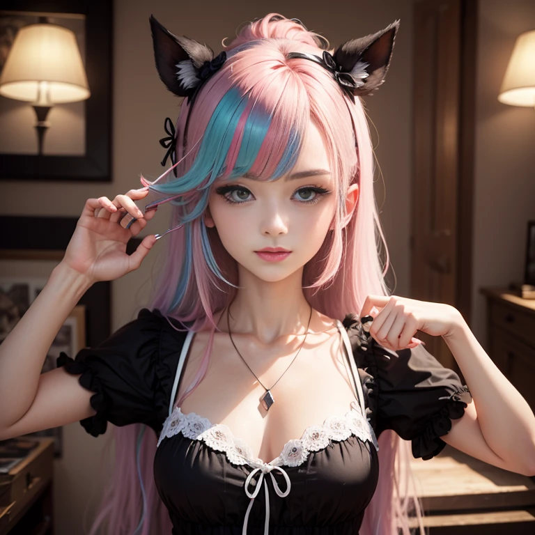There is a woman with pink hair and cat ears, very beautiful cute catgirl, attractive cat girl, real life anime girl, Hyper realistic anime, beautiful anime catgirl, anime catgirl, beautiful young catgirl, Very Beautiful Anime Cat Girl, a hyperrealistic , Seductive Anime Girl, cute anime catgirl, Anime girl with cat ears