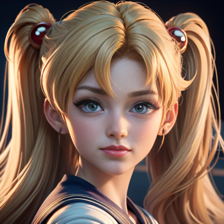 ((Masterpiece)), (Best quality), (Ultra detailded), ((Very detailed)), 4K, (8k), Sailor Moon, longs cheveux blonds, Double queue de cheval, Sailor Moon Aesthetics, Dream Core,
