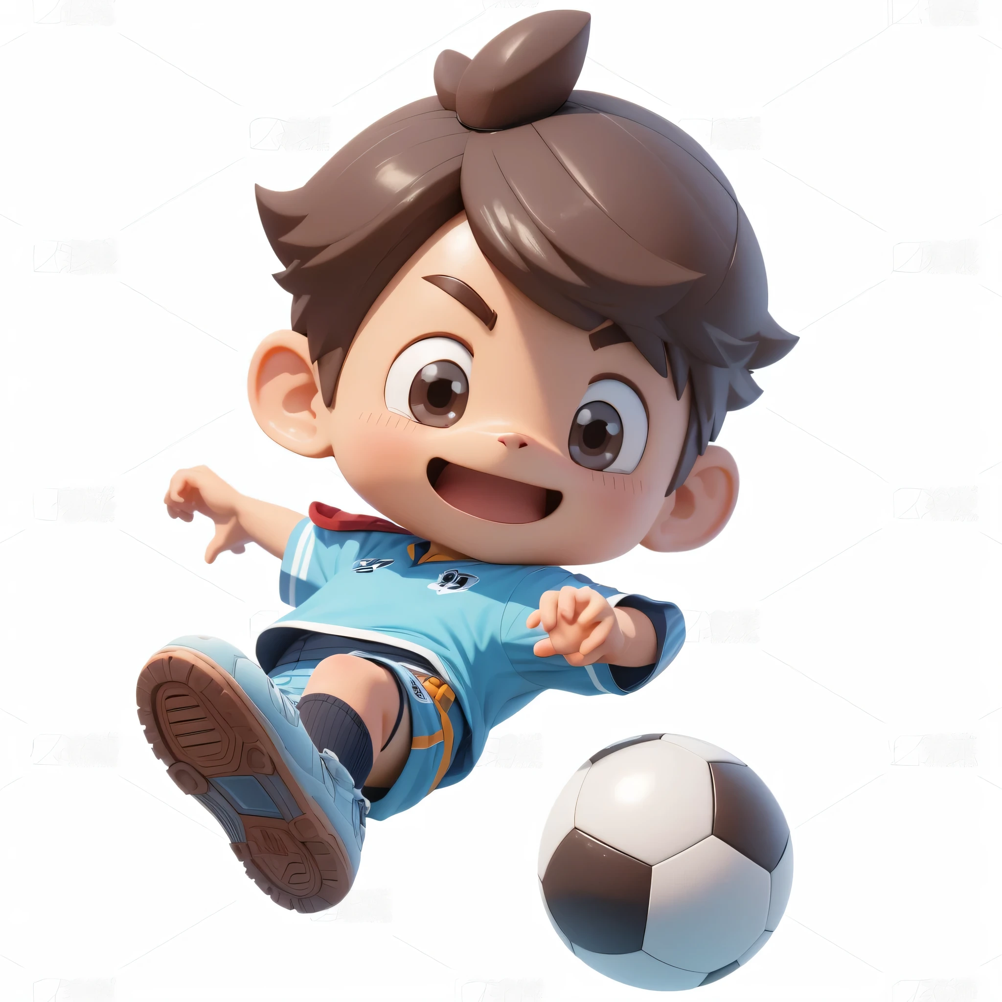 Boys play soccer, Render key shots, cute a 3D render, 8K illustration, 3D , toon rendering, 3D model of a Japanese mascot, Animated characters, football mascot, ( ( a 3D render ) ), cute character, soccer player, a 3D render stylized, high detal, animation style rendering, 3d CG