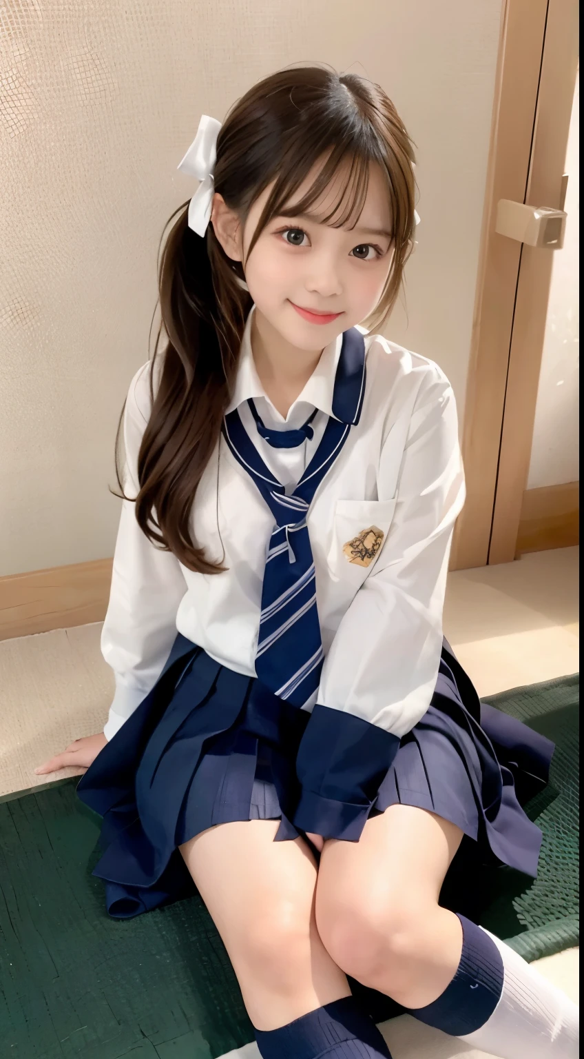 1girl,school uniform, tatami room, (smile:0.5),