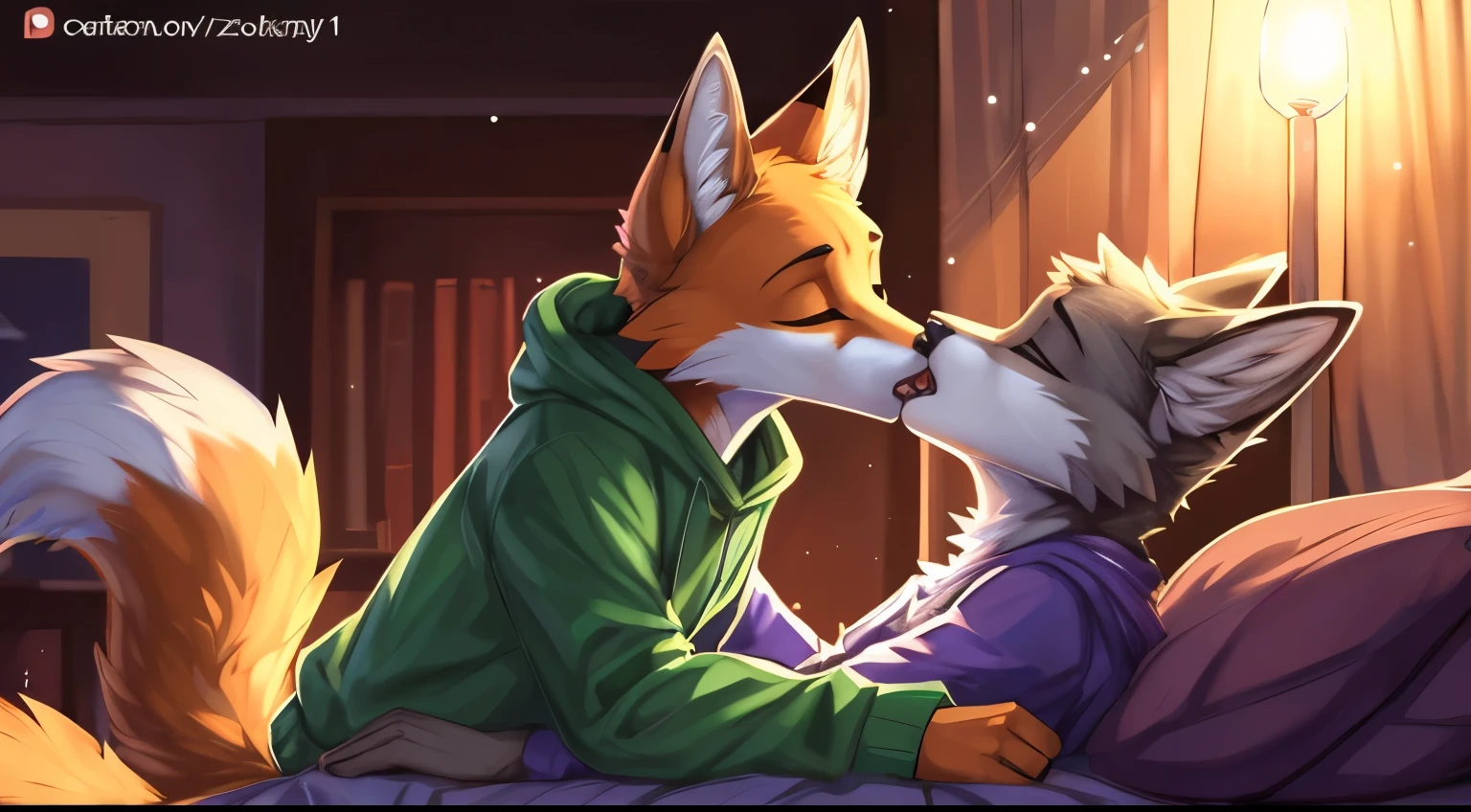 (vertical view:1.5), assisted exposure, explict content, uploaded on e621, (extremely detailed:1.3), 2boys, 2species duo, (duo focus:1.2), (kissing:1.3), (furry body), (male:1.5), (a lot of fur), (emotional:1.4), (leaning against object:1.4) furry, fox with yellow fur, cat with gray fur, hand holding couple, cat kissing fox, femboy, (causal exposure:1.6), (fur:1.7), 2boys, cat, inside a room, fox, duo, sparkles, teeth, open mouth, hug tightly, Masterpiece, best quality, passionate kiss, fox kissing with a cat, detailed lighting, detailed body, detailed fur, detailed, high stockings, fox with green sweatshirt, cat with purple sweatshirt, by Zackary911,
