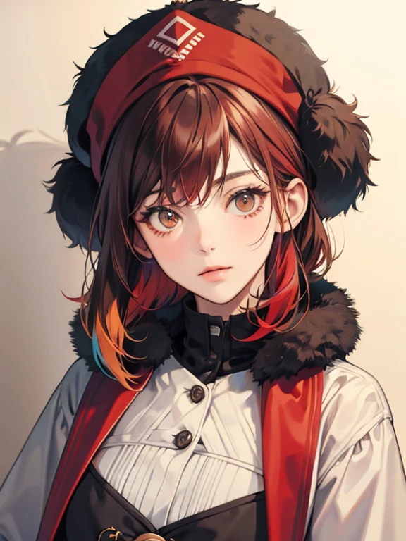 muff, redheadwear, brunette color hair, multicoloredheadwear, short detailed hair,
