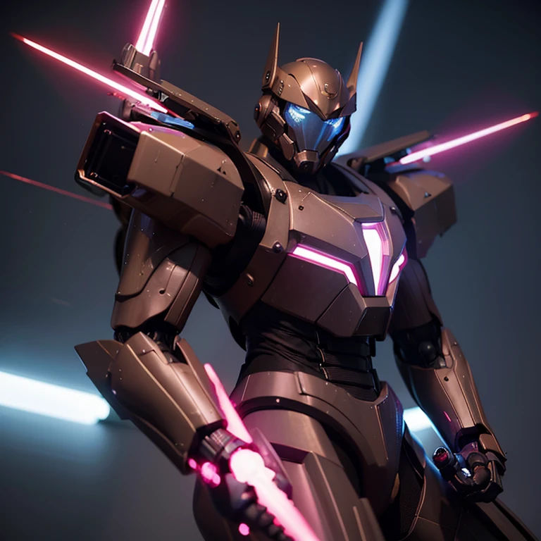 scientific fiction,CG animation,,Power mecha suit,Looks pretty,glowing hairemale: 20 years old,Pink elementeam gun in hand,Heroic
