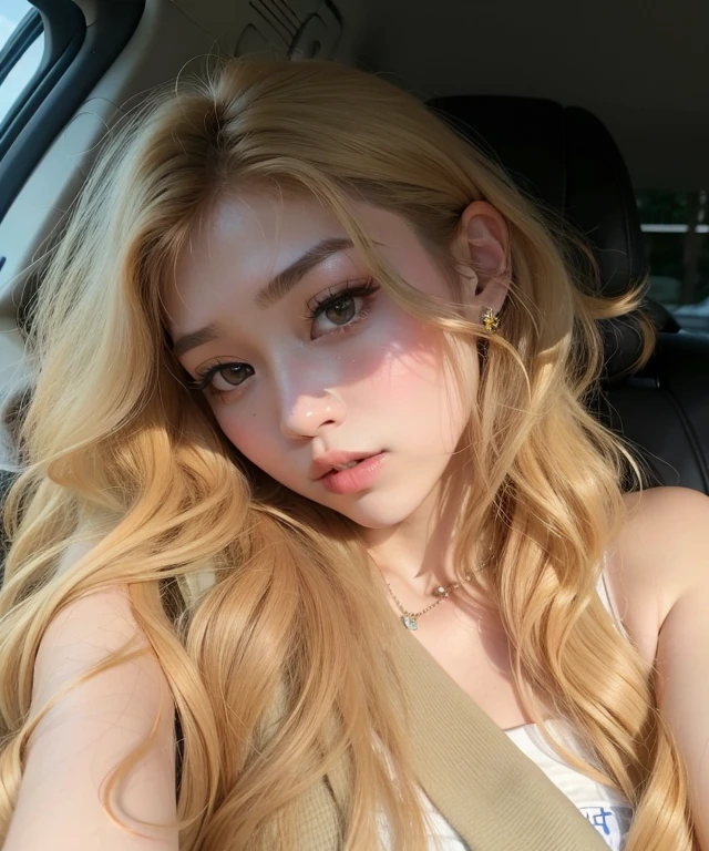 Mujer araffada con cabello largo y rubio sentada en un auto., Parque Roseanne de Blackpink, Cabello largo y rubio y ojos grandes, Lalisa Manobal, Heonhwa Choe, con cabello largo y rubio, Cabello largo y rubio y ojos grandes, Niña rubia, Una chica con cabello rubio, Chica coreana, beautiful Niña rubia, ulzzang, JIA, Yanjun Chengt