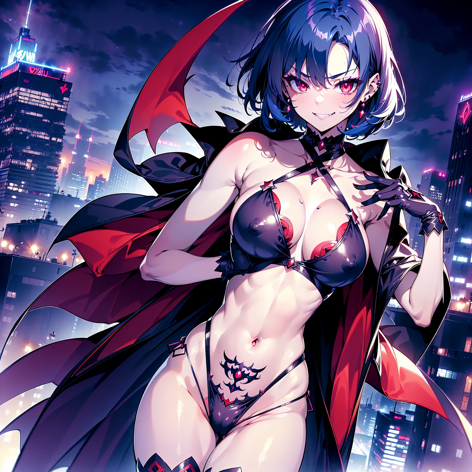 {nsfw dark ami mizuno}, beautiful detailed eyes, ultra detailed, corruption, evil fall, pubic tattoo, dark aura, full body
1girl, full body,(evil ami mizuno)++++++,((1girl, solo female, solo, solo focus)+, 1girl, solo female, mature female, standing, full body, evil, dark persona, bad end, contrapposto, villain, dark heroine,
lips, eyelashes, pubic hair, innie, evil grin, evil smile, sadistic, erotic lips, seductive evil red eyes, provocative expression, big breasts, erect nipples visible through clothing, piercing, erect nipples visible through clothing, collarbone, blue hair, evil eyes, short hair, beautiful detailed evil red eyes,
between labia, fingerless_gloves, corrupted magical girl costume, frill, evil smile, panties,
(slutty dark magical girl clothes ), indifference,(beautiful detailed background), (tokyo city skyline:1), (rooftop:1),best quality, (beautiful lighting:1),