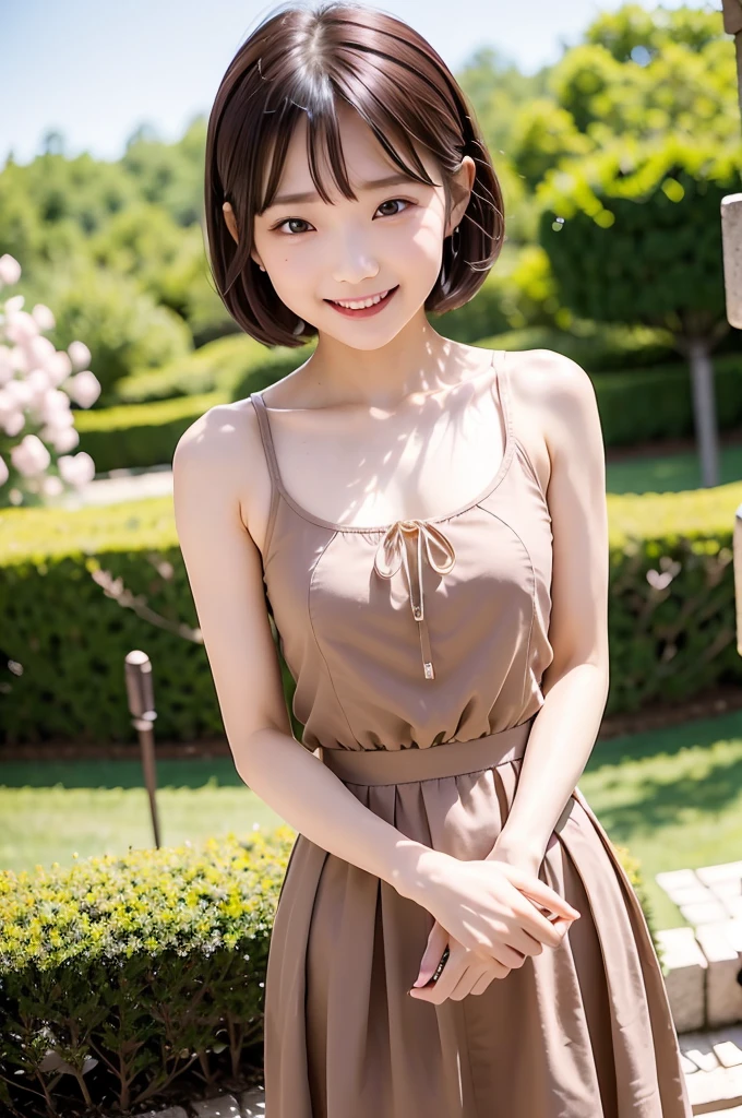 a beauty girl、１０generation、Slender eyes、dual、Tear bag、Brown hair、short-hair、Excellent style、blouse、long  skirt、Standing、long  skirt、full bodyesbian