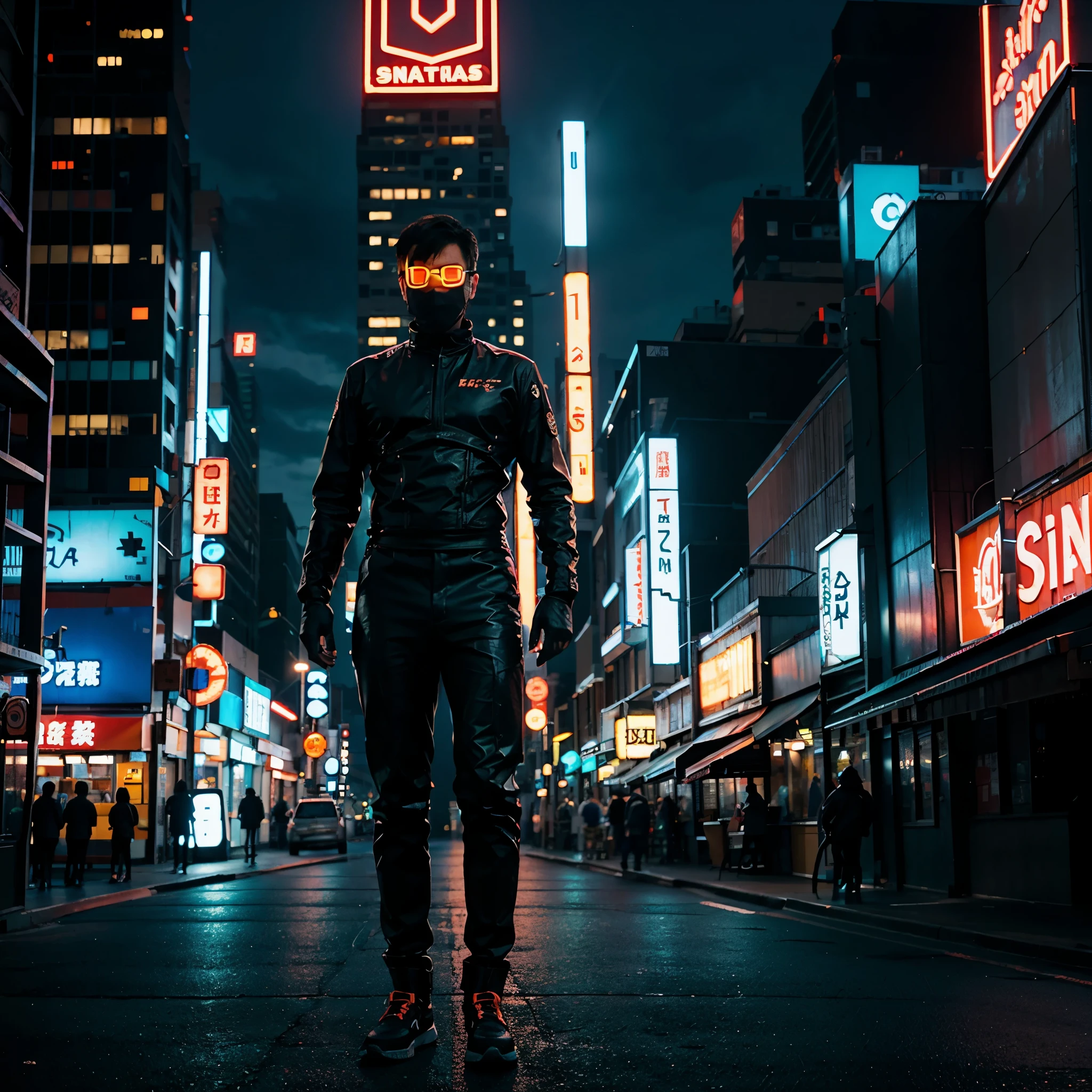 Neon City, sci-fy, SakuraNS, In the daytime, a boy stands