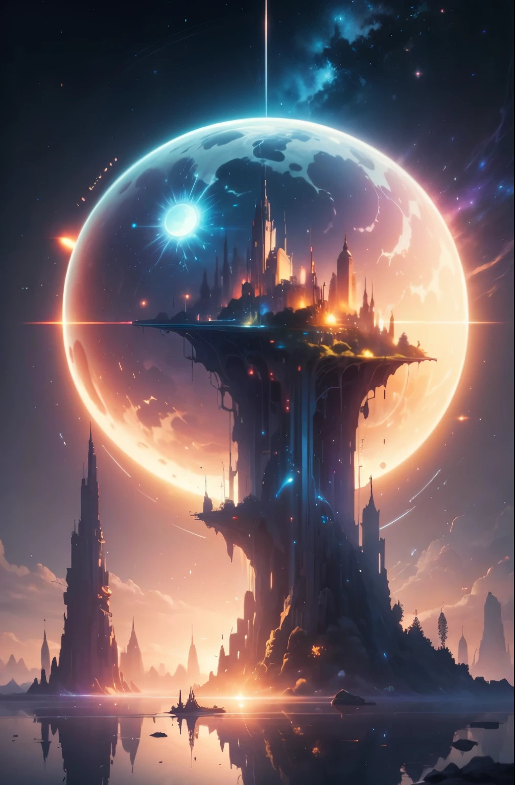 dawn of the world, hour of dawn, Flood of light, Dazzling light, digital art inspired by Cyril Rolando, Trending on ArtStation, space art, artgem and beeple masterpiece, beeple masterpiece, greg beeple, beeple artwork, beeple art, recusion beeple, style hybrid mix of beeple, beeple!, Best Quality, Perfect Angle, perfect-composition, Best Shots, Official art, ciinematic light, very beautiful and fantastic scenery