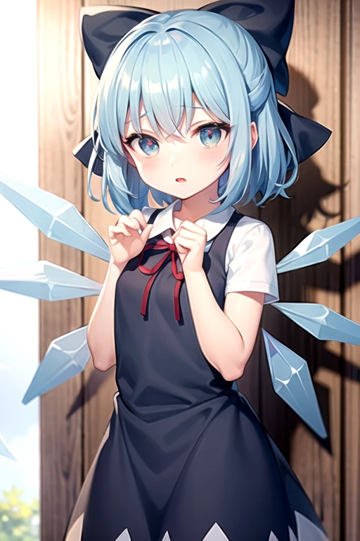 ((masterpiece)), (Highest quality、32k), Cirno having intense vaginal sex with a man, ((Intense vaginal sex with a man : 1.5)),male,penis,Cowgirl Sex, Big Breasts, Hit hard, Bouncing chest, Blue ribbon,Blue clothes,チルノの服,POV, NSFW