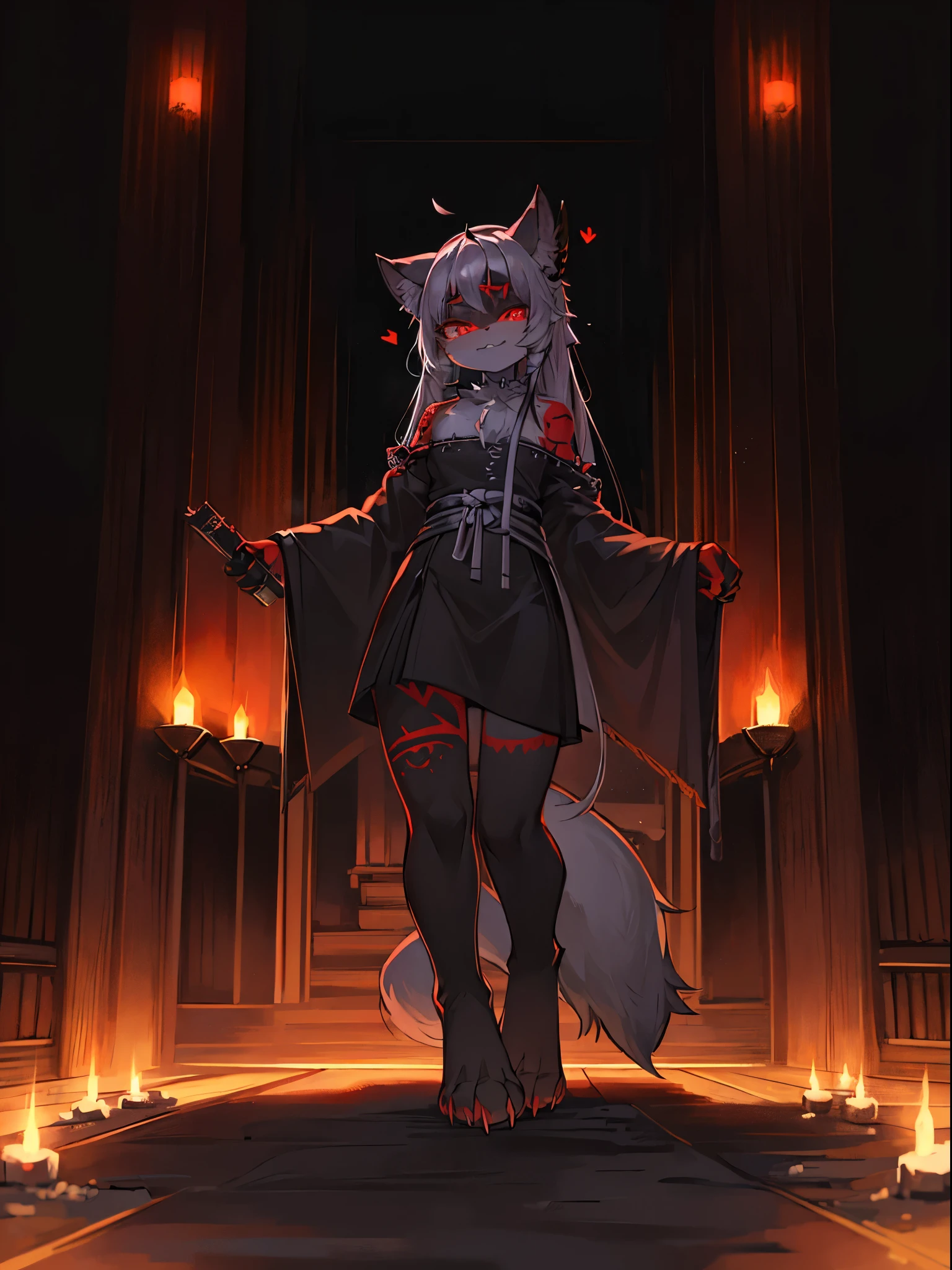 cat woman, White hair,{{{3 cat tails}}}, (A vibrant Eyeaster t masterpiece:1.3), (Interesting stuff:1.3), (Best quality at best:1.3), (ultra - detailed:1.3), (The best shadow:0.7), (Hair care), (red eyes:1.1), 14k, demonic wings, Cat succubus, goat horn，first person perspective，girl，{{Whole body diagram}}，high detal, super detailing, high high quality, Award-Awarded, Best quality at best at best, Expert perspective，perfect anatomia，The tail is obvious，Devil tattoo，Full Body Hair，the feet，Black Claw，canineteeth，Three cats have obviously no hair on their tails，Red paws，are standing，snow mountains背景，All black legs，Red meat mat，tattoo all over body，crutch，demonic wings，Tattoo on the forehead，Close to the screen，Helix angle，at the edge of the screen，all black fur，shaggy，{{demonic wings}}，snow mountains,devil headband，through bangs，Long gray hair，（3 cat tails1.5），tattoo all over body，Cat Miko