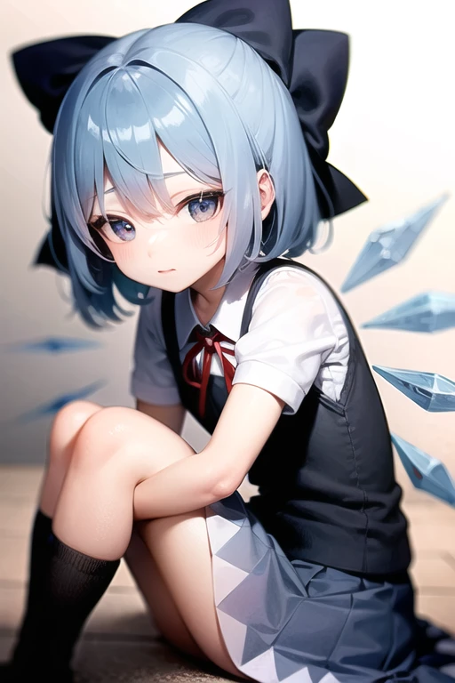 Rayanami, Rei Ayanami, Blue Hair, short hair, (Red eyes:1.5),Small head、
,(( School Uniform)), 
break outdoors, city,
break looking at viewer, 
break (Tabletop:1.2), Highest quality, High resolution, unity 8k wallpaper, (figure:0.8), (Beautiful attention to detail:1.6), Highly detailed face, Perfect lighting, Highly detailed CG, (Perfect hands, Perfect Anatomy),((Spread your legs:1.3))((sitting on the steps of an abandoned concrete building:1.2)),((Medium Shot, From below)),Wet sexy lips，a lot of saliva ，