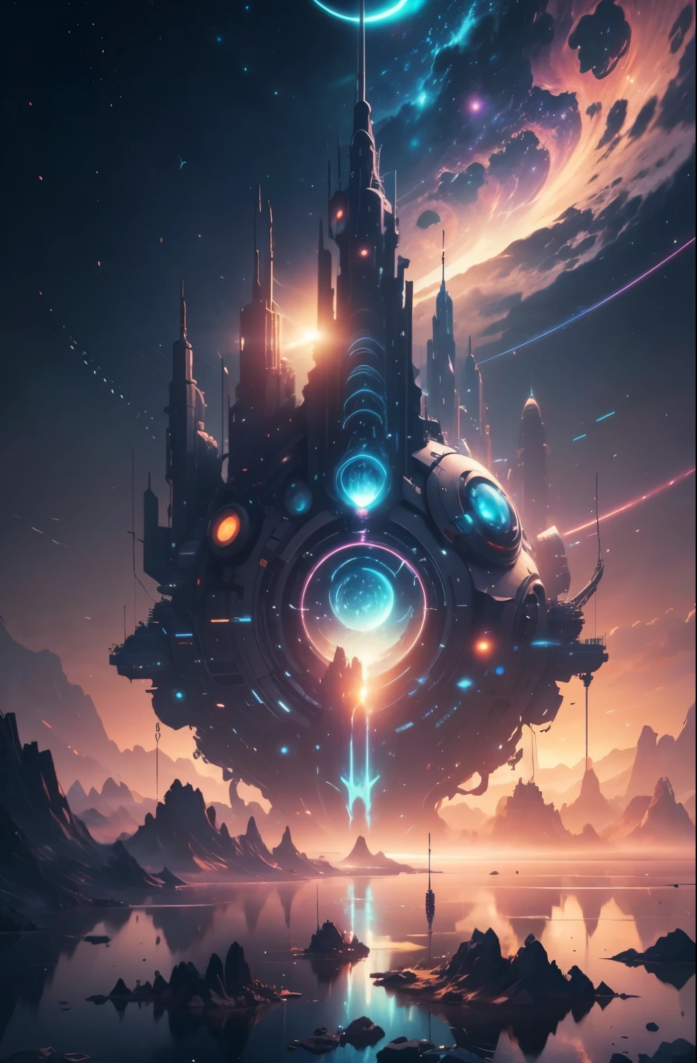 dawn of the world, Dawn hours, light of creation, Flood of light, Dazzling light, Brilliant shining light, Yggdrasil, digital art inspired by Cyril Rolando, Trending on ArtStation, space art, artgem and beeple masterpiece, beeple masterpiece, greg beeple, beeple artwork, beeple art, recusion beeple, style hybrid mix of beeple, beeple!, Best Quality, Perfect Angle, perfect-composition, Best Shots, Official art, ciinematic light, very beautiful and fantastic scenery