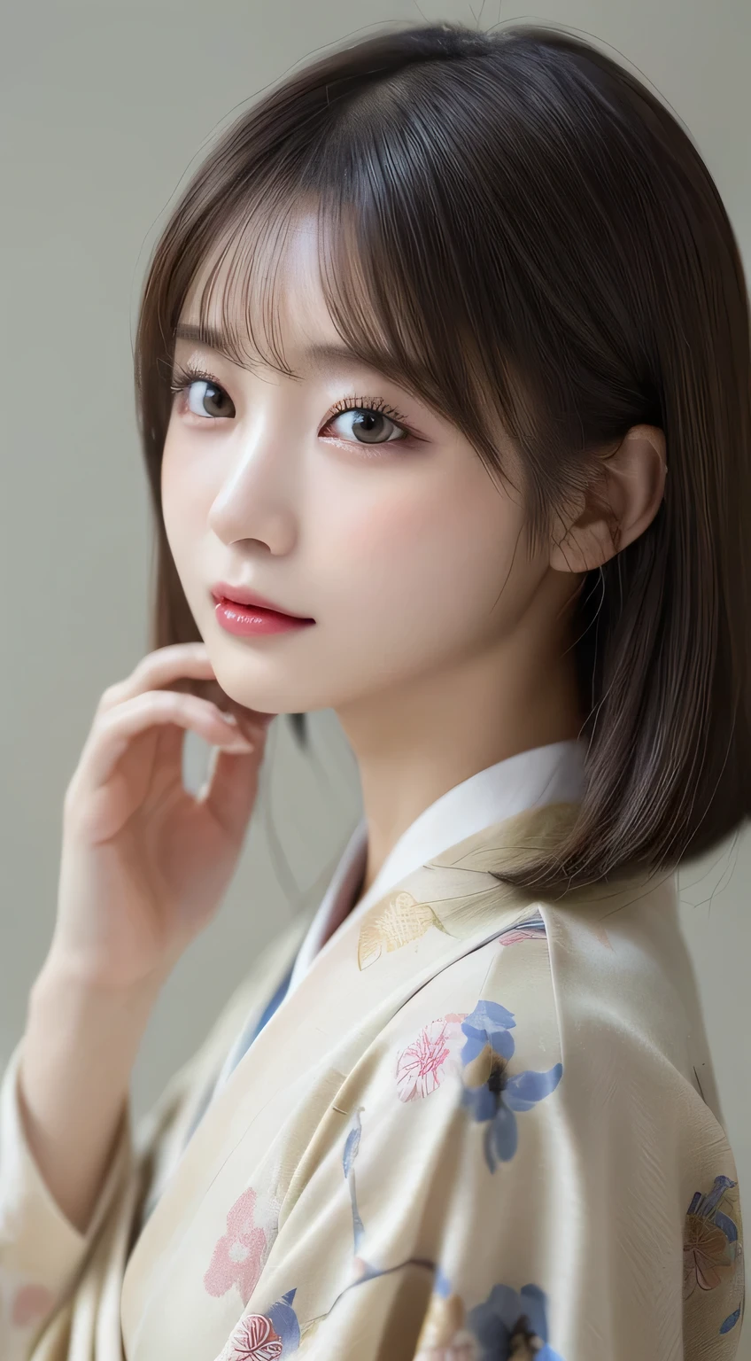 (Kimono)、(23years old)、(top-quality,masterpiece:1.3,超A high resolution,),(ultra-detailliert,Caustics),(Photorealsitic:1.4,RAW shooting,)Ultra-realistic capture,A highly detailed,high-definition16Kfor human skin、 Skin texture is natural、、The skin looks healthy with an even tone、 Use natural light and color、(One Woman)、japanes,,kawaii,A dark-haired,Middle hair,(depth of fields、chromatic abberation、、Wide range of lighting、Natural Shading、)、