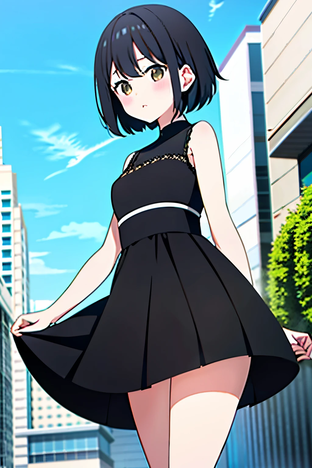 1 persons、girl with、Short black hair、kawaii