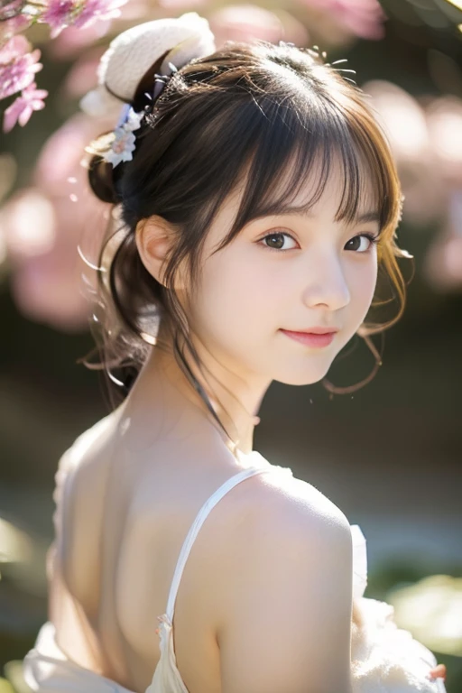 ((​masterpiece))), (((Full body photo)))， (One beautiful Japan girl, ,landscape and innocence，kawaii) ，超A high resolution, Realistic, Ultra-detailed細, 8K,top-quality, Extremely detailed, A slender,(very beautiful japanese girl, Detailed face:1.3), (Bery short hair，I tied her hair in a bun.A dark-haired :1.4), (a baby face，kawaii系,adorable 18 year old beautiful girl), (Perfect body:1.1),(Perfect and detailed fingers)， (Large bath towel，hides upper body....), Cute and innocent look，Show your beautiful teeth,In the bathroom，rosy cheeks, Sparkling eyes, Pastel color palette, Vivid colors, Bokeh，( (Realistic:1.37)), Ultra-detailed, (photoRealistic:1.37),Beautiful detailed eyes, Beautiful detailed lips, Soft lighting