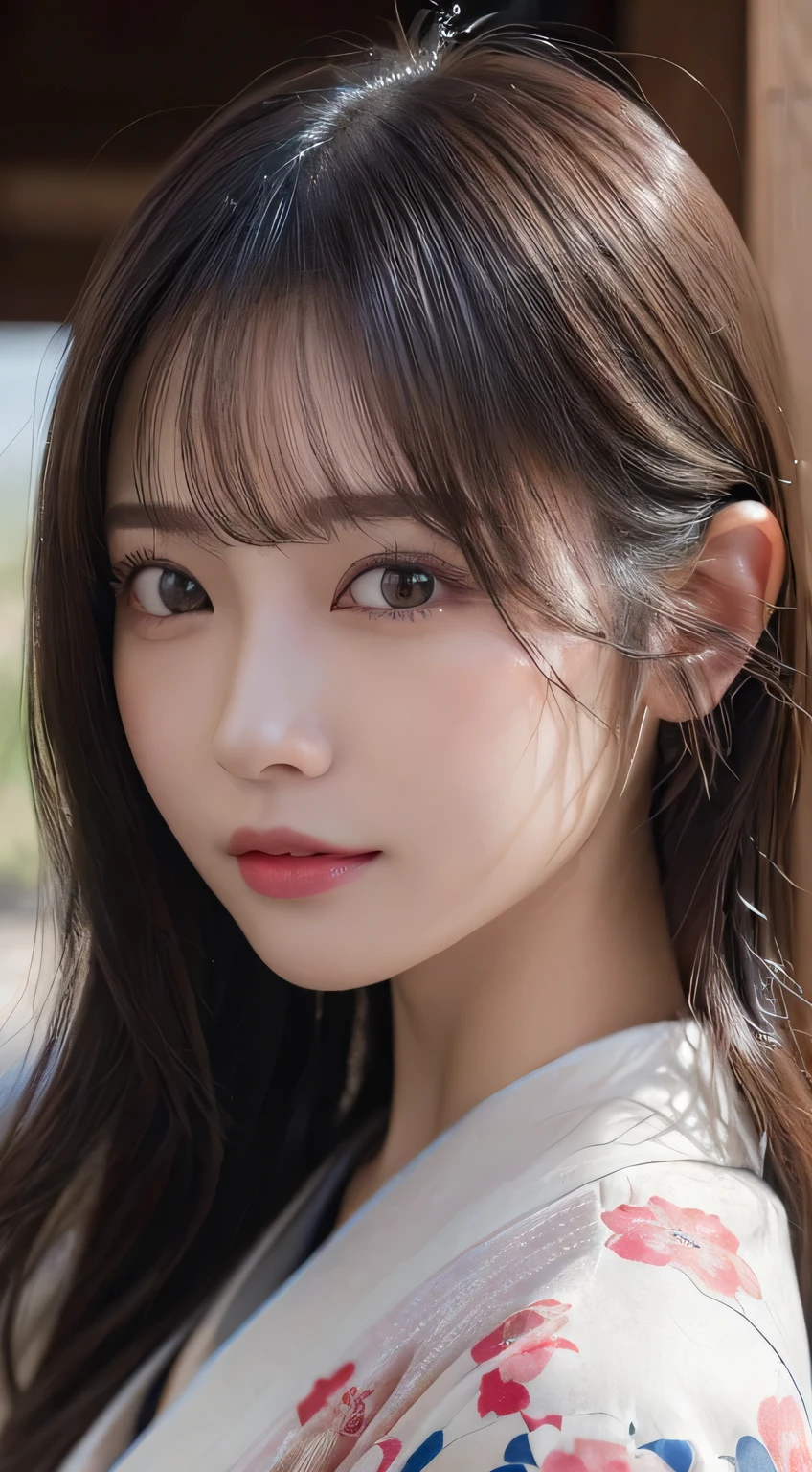 (Kimono)、(33yo)、(top-quality,masterpiece:1.3,超A high resolution,),(ultra-detailliert,Caustics),(Photorealsitic:1.4,RAW shooting,)Ultra-realistic capture,A highly detailed,high-definition16Kfor human skin、 Skin texture is natural、、The skin looks healthy with an even tone、 Use natural light and color、(One Woman)、japanes,,kawaii,A dark-haired,Middle hair,(depth of fields、chromatic abberation、、Wide range of lighting、Natural Shading、)、
