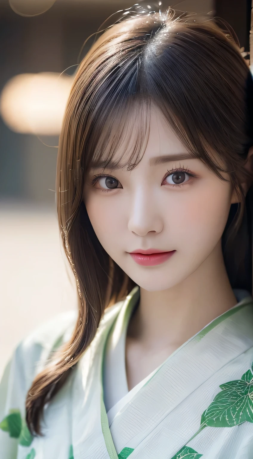 (Kimono)、(23years old)、(top-quality,masterpiece:1.3,超A high resolution,),(ultra-detailliert,Caustics),(Photorealsitic:1.4,RAW shooting,)Ultra-realistic capture,A highly detailed,high-definition16Kfor human skin、 Skin texture is natural、、The skin looks healthy with an even tone、 Use natural light and color、(One Woman)、japanes,,kawaii,A dark-haired,Middle hair,(depth of fields、chromatic abberation、、Wide range of lighting、Natural Shading、)、