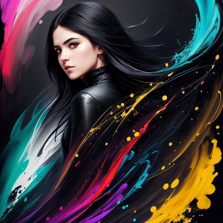 Colorful beautiful girl: a persian girl 28-years old, messy hair, oil painting, nice perfect face with soft skinice perfect face, blue yellow colors, light purple and violet additions, light red additions, intricate detail, splash screen, 8k resolution, masterpiece, cute face,artstation digital painting smooth veryBlack ink flow: 8k resolution photorealistic masterpiece: intricately detailed fluid gouache painting: by Jean Baptiste Mongue: calligraphy: acrylic: watercolor art, professional photography, natural lighting, volumetric lighting maximalist photoillustration: by marton bobzert:, complex, elegant, expansive, fantastical, wavy hair, vibrant, Best quality details, realistic, High definition, High quality texture, epic lighting, Cinematic film still, 8k, soft lighting, anime style, masterful playing card border, random Colorful art, oil painting, blue yellow colors, light purple and violet additions, light red additions, intricate detail, splash screen, 8k resolution, masterpiece, artstation digital painting smooth veryBlack ink flow: 8k resolution photorealistic masterpiece: intricately detailed fluid gouache painting: by Jean Baptiste Mongue: calligraphy: acrylic: watercolor art, professional photography, natural lighting, volumetric lighting maximalist photoillustration: by marton bobzert:, complex, elegant, expansive, fantastical, vibrant, ((dark plain black background:1.4))