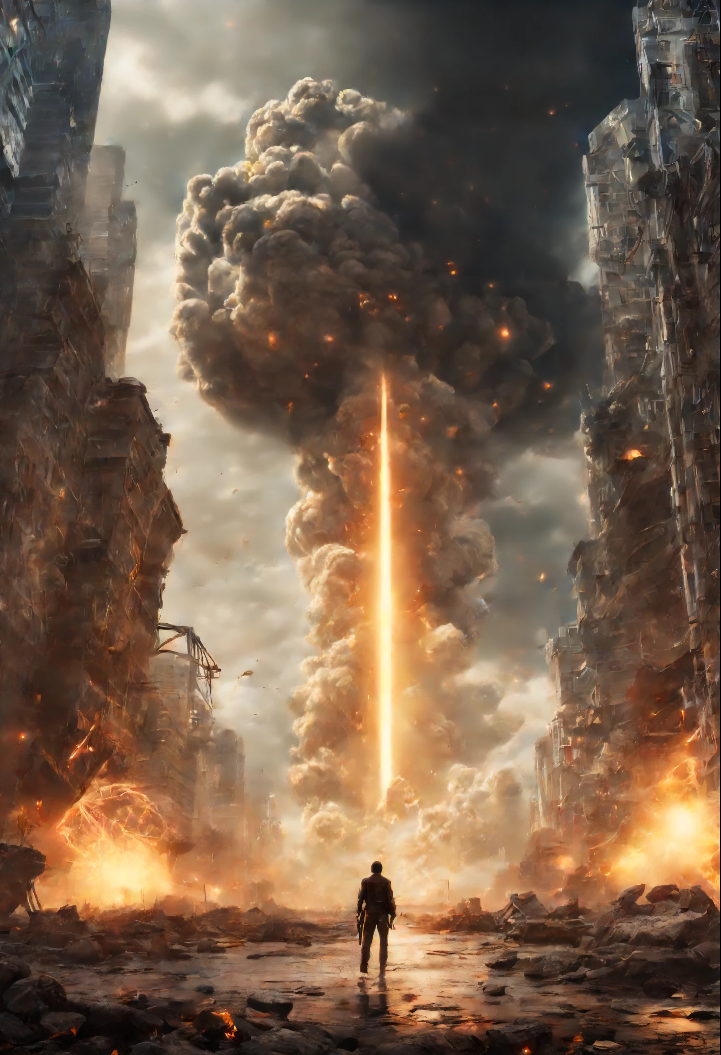 Dystopian  universe, photorealistic, cinematic, dramatic, highly detailed, lasers, explosions