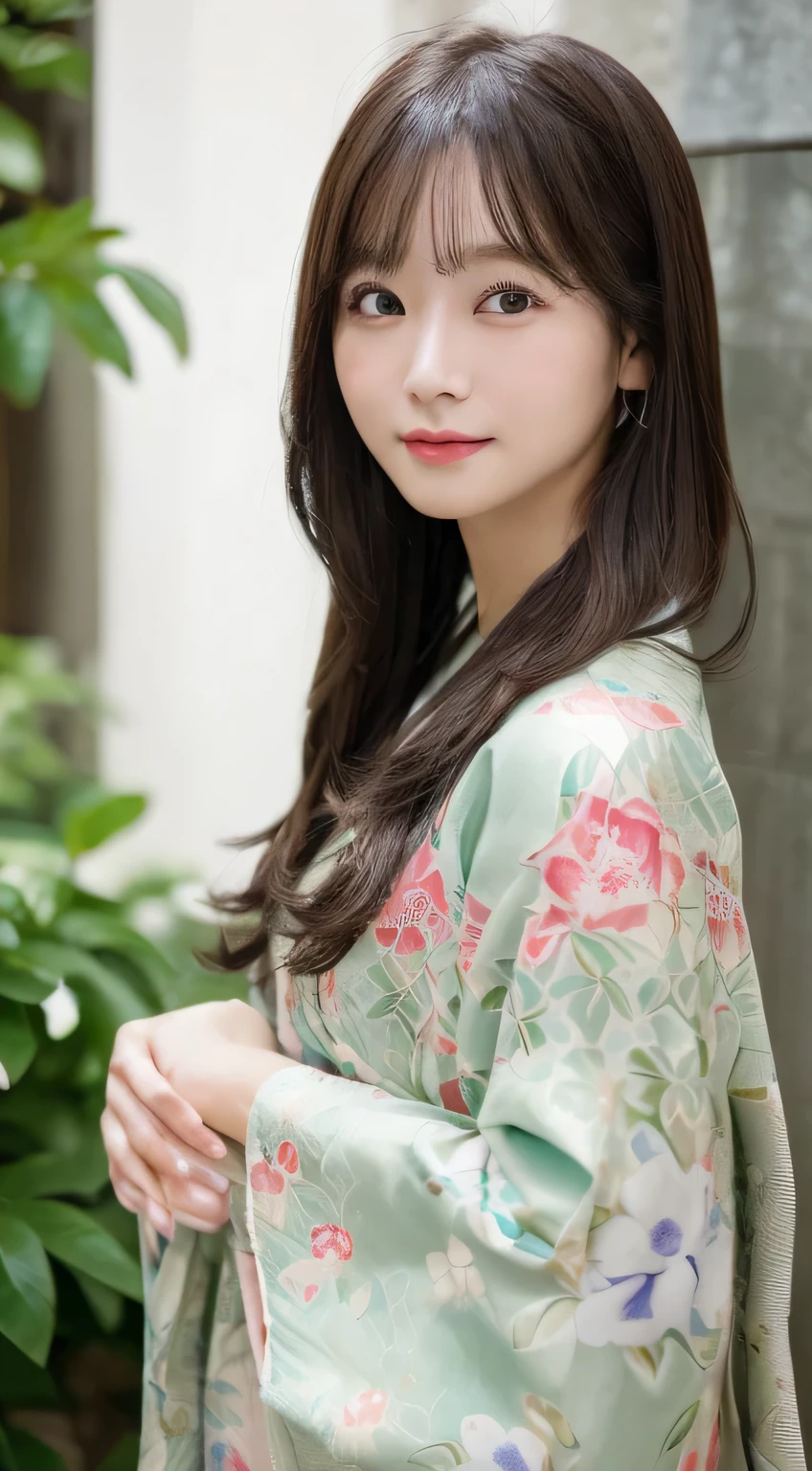 (Kimono）、(age19)、、(top-quality,​masterpiece:1.3,超A high resolution,),(ultra-detailliert,Caustics),(Photorealsitic:1.4,RAW shooting,)Ultra-realistic capture,A highly detailed,high-definition16Kfor human skin、 Skin texture is natural、、The skin looks healthy with an even tone、 Use natural light and color、(One Woman)、japanes,,kawaii,A dark-haired,Middle hair,(depth of fields、chromatic abberation、、Wide range of lighting、Natural Shading、)、