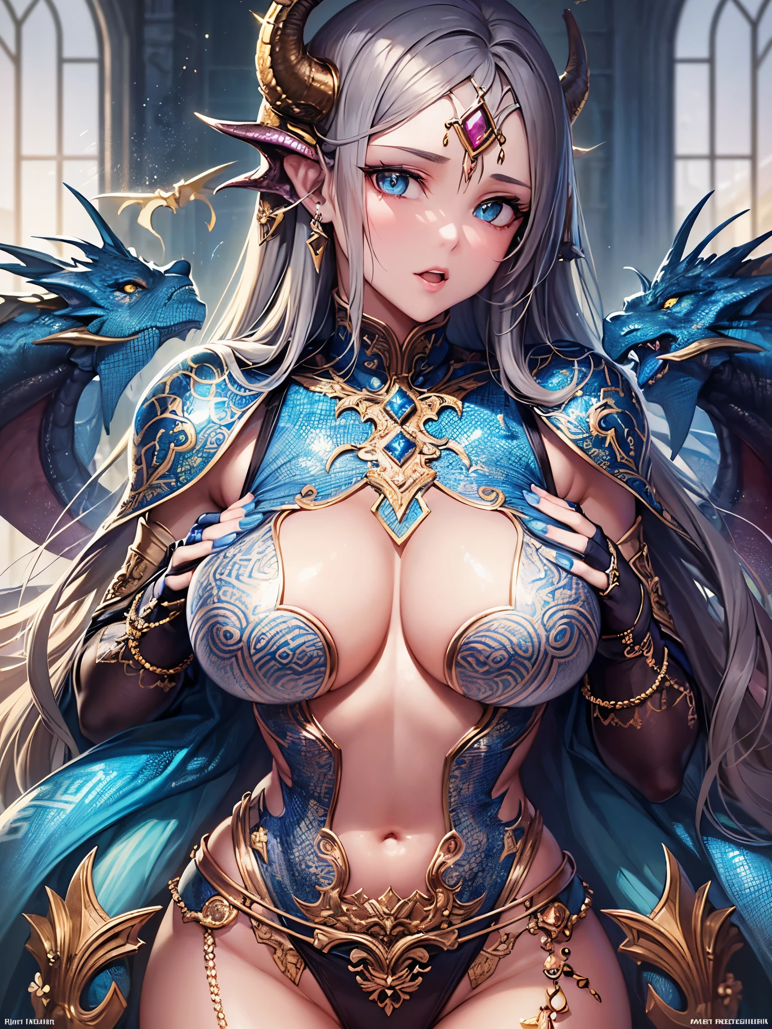 ((Finest quality)),(超A high resolution),(ultra-detailliert),(Meticulous portrayal),((Best CG)),(Finest works of art),Ultra-Precision Art,The art of astounding depiction,(Fantasy art with detailed depictions:1.5), (one female dragon:1.5),Beautiful and well-groomed face:1.6,Perfectly proportioned body line:1.5, (Sparkling rainbow scale skin:1.4),serene expressions:1.7,