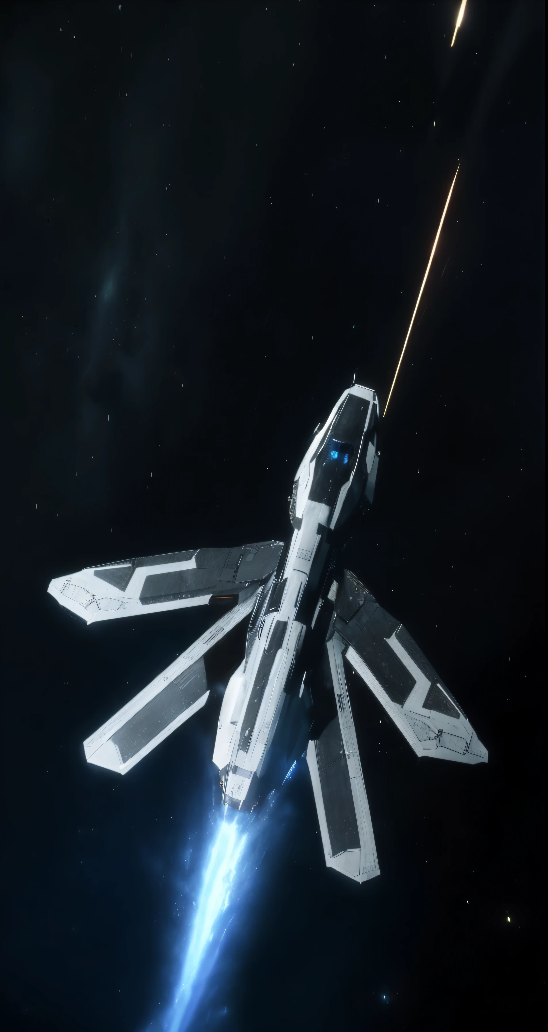 spaceship flying through space with a star in the background, star citizen halo, star citizen origin 100i, star citizen digital art, spaceship in dark space, star citizen concept art, star citizen, space ship in space, sci - fi spaceship in combat, dark ( spaceship ), spaceship in space, an epic space ship scene, spaceship concept art, starfighter