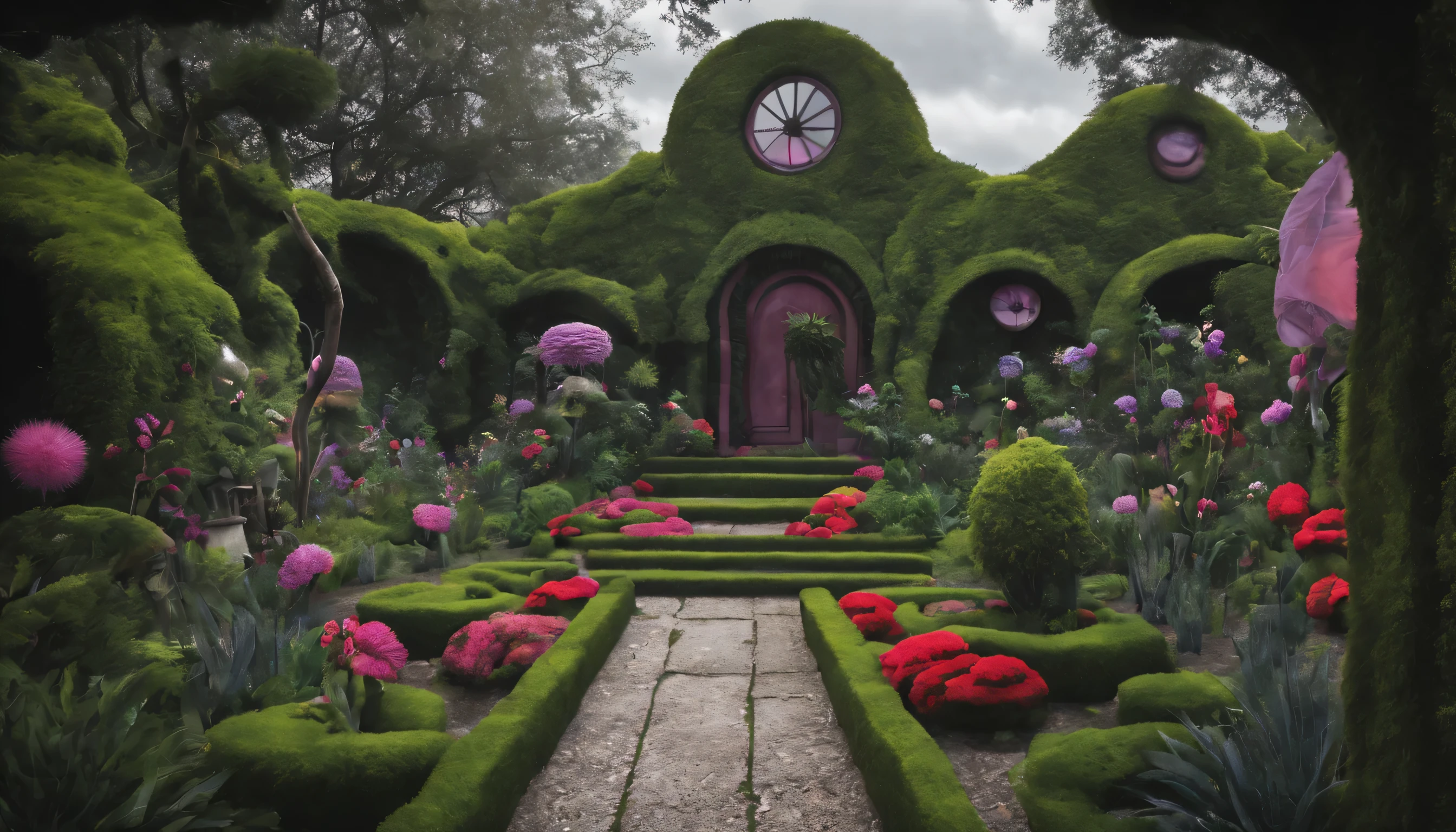 tropical garden，Gotik，tim burton movie style