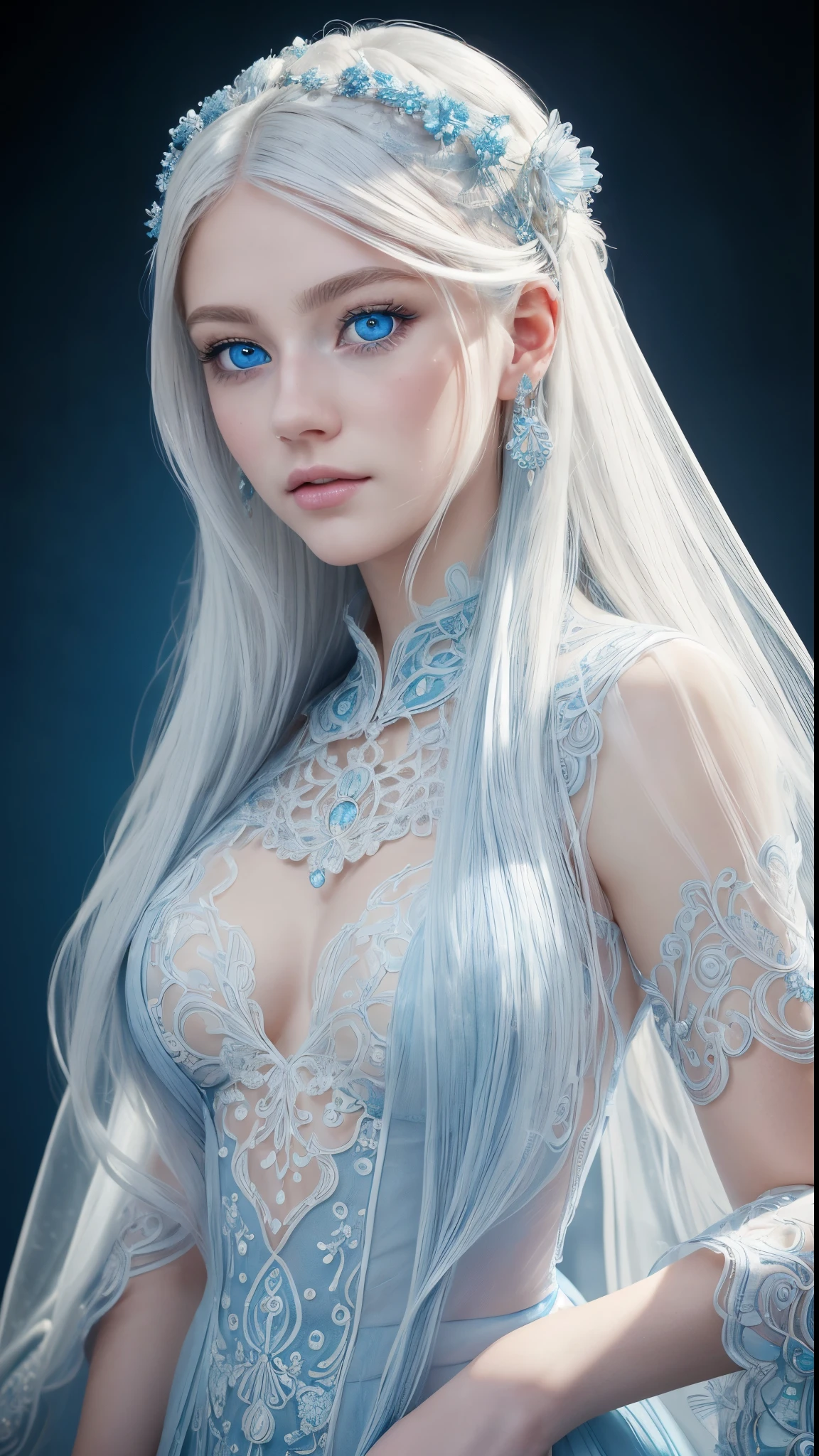 8k full body shot of beautiful white-haired 18 year old girl, (intricate, sheer, transparent, translucent,(no clothes:1.2)), intricate, beautifull face, elegant, highly detailed, digital hyperrealistic photography, hyperrealistic photography filigree, shyness, most beautyfull face, (masterpiece, sidelighting, (finely detailed beautifull blue eyes: 1.2)),