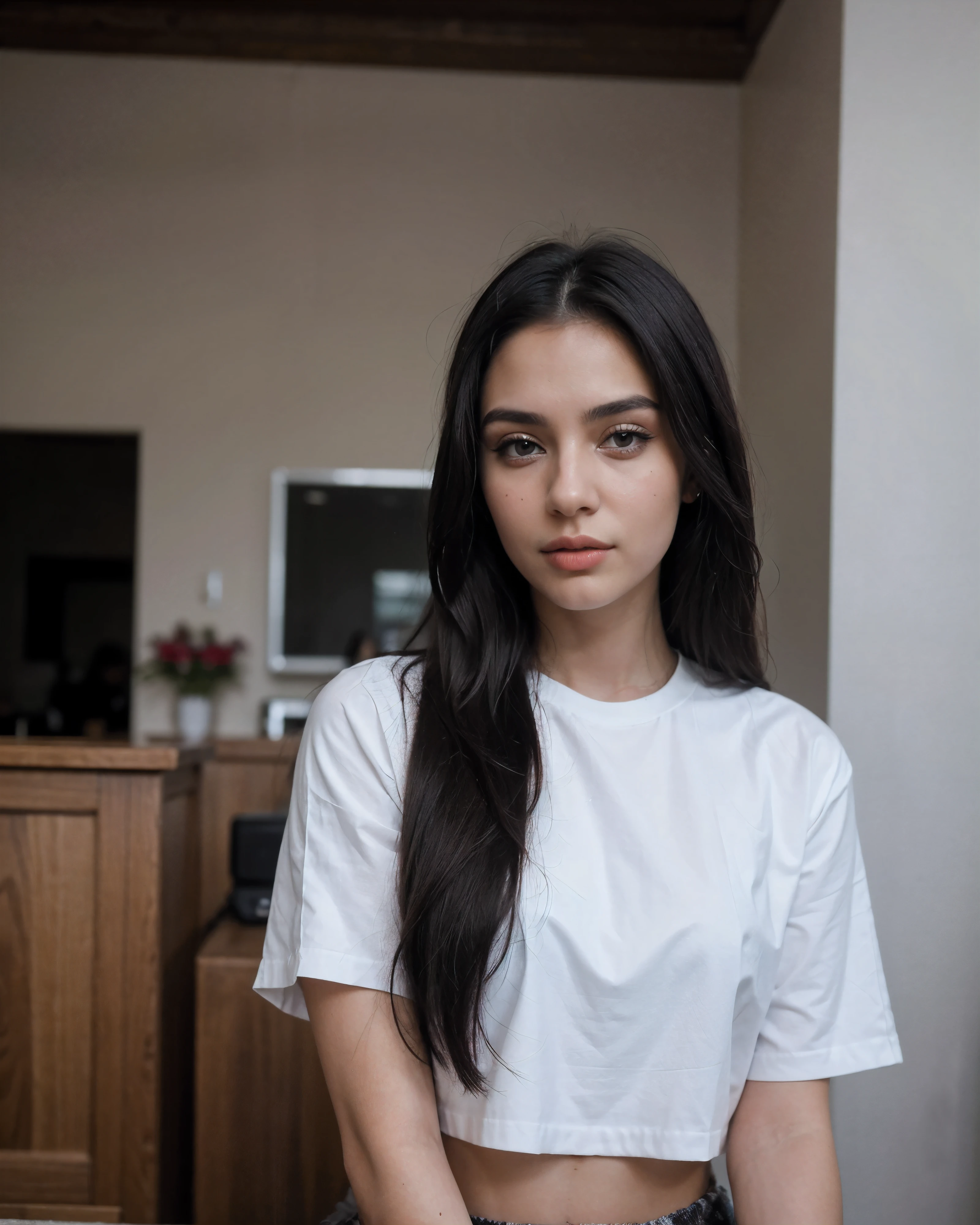 1 girl named Renata Samaa Duha Wibke, 19 Jahre alt mit langen schwarzen Haaren, attraktive Outfits tragen, Instagram-Modell, 80mm, aesthetic, Realismus, Instagram-Modell picture