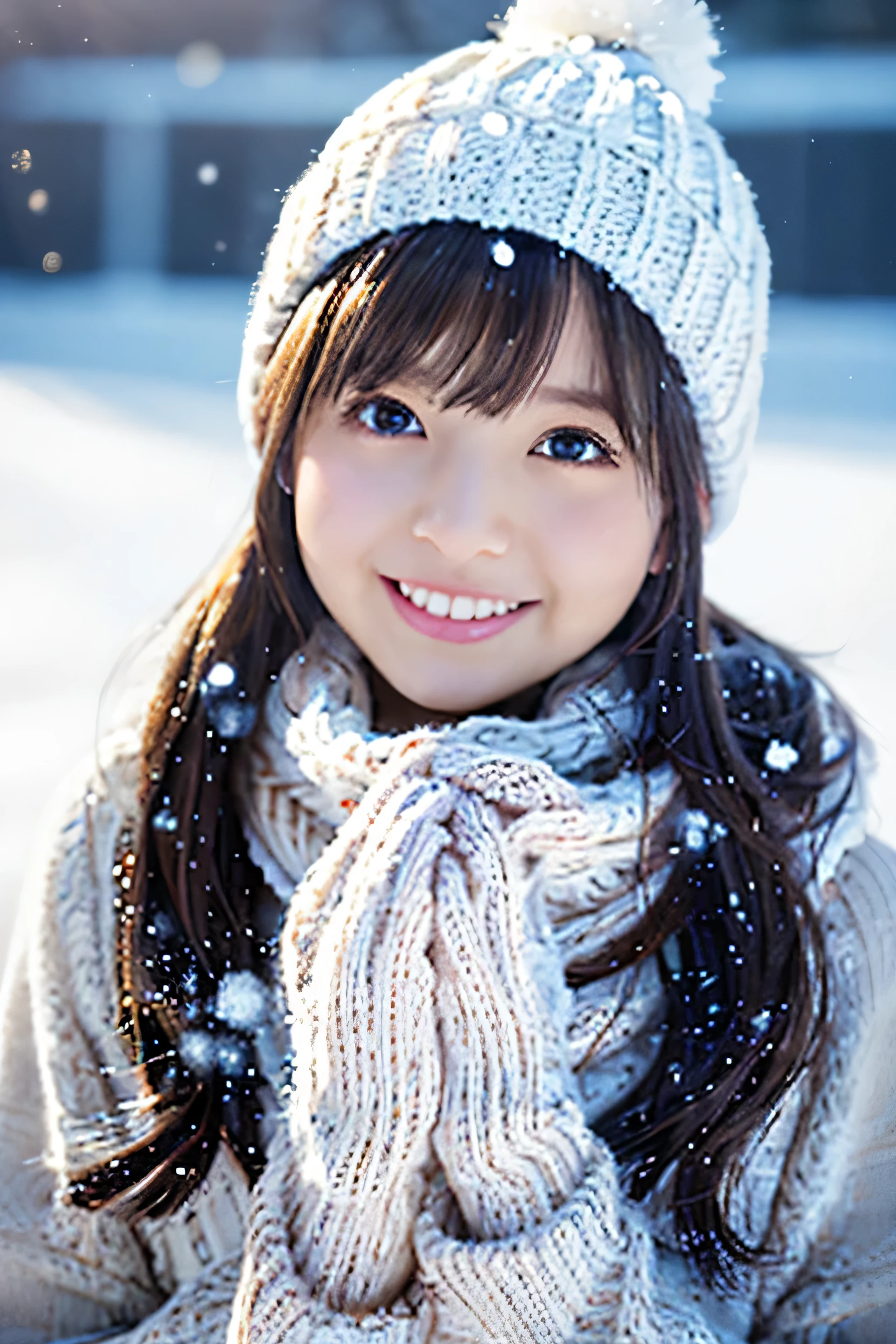 (Best Quality,4K,8K,hight resolution,masutepiece:1.2),Ultra-detailed,(Realistic,photoRealistic,photo-Realistic:1.37),japanese animation,Soft colors,Ethereal lighting,girl with an innocent look,Snowy landscape,Delicate snowflakes,detailed winter clothes,My cheeks turned red from the cold,fun snowball fight,icy breath in the air,A sparkling winter wonderland,sunlight passing through the clouds,Peaceful and serene atmosphere,Clear blue sky,delicate snow sparkle,Gentle snow is falling in the background,Vibrant and expressive eyes,Snowflakes falling on eyelashes and hair,blush rosy cheeks,joyous laughter,silent footprints in the snow,cold and refreshing air,warm winter scarves and beanies,An endless snow field,Delicate and graceful movements,Innocence and purity,childlike wonder and joy,winter magic in the air,Lively animated scenes,Soft and comfortable clothing texture,smile and happy face,dream-like fantastic landscape.
