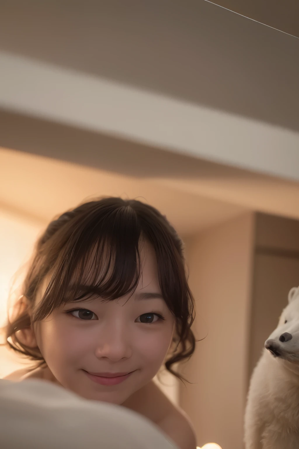 A woman is standing next to a polar bear in a snow room, 奈良美智, chiho, 8K selfie photograph, 8K)), in water, In the sea, fish in the background, at sea, ulzzangs, photograph taken in 2 0 2 0, Stand under the sea, shikamimi、(8k、top-quality、​masterpiece:1.2)、(realisitic、Photorealsitic:1.37)、ultra-detailliert、女の子 1 人、cute little、soio、Beautiful detailed sky、nattaのプール、小さなThe bikini,natta、date、小さなThe bikini,(Nasal blush)、 (a smile:1.15), (Closed), small tits, Beautiful fineness, Wet, The bikini, Sateen, (short-hair:1.8),A dark-haired,Floating hair ,マイクロThe bikini,NovaFrogStyle, (8k、top-quality、​masterpiece:1.2)、(realisitic、Photorealsitic:1.37)、ultra-detailliert、女の子 1 人、cute little、soio、満面のa smile,Protruding bust,Live Action,白いマイクロThe bikini,満面のa smile、12Ｋ