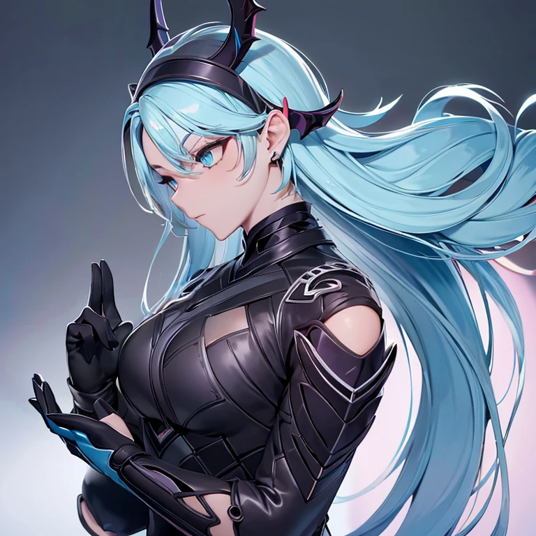 Detailed anime style, Masterpiece, studio quality, 6k, Prise de vue du corps entier, 1boy, demon, Tusks, dent, yeux gris, colored skin, (Blue colored skin 0.9), Goth, Ensemble lourd, cheveux noirs, detailed background, Ville moderne de Japenese, complementary colors, lighting cinematic, detailed shading, Painting of texture numerique
