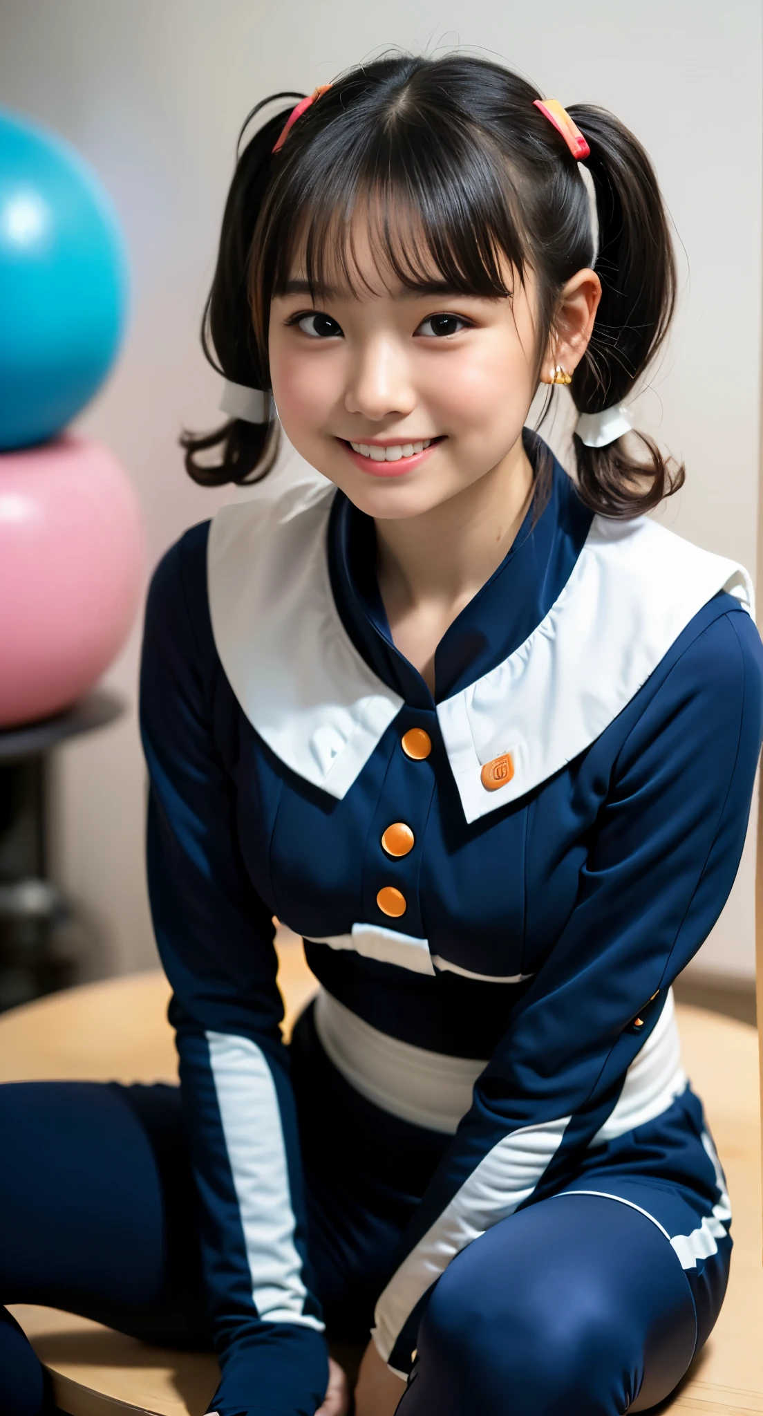 (8K、Raw photography、top-quality、masterpiece:1.2),(Open your legs wide),(A dark-haired、Curly long twin tails:1.7),watching at viewers,Looking at the front,Erotic,de pele branca,(brightly colored plug suit:1.7)、(Clothing that emphasizes the shape of your chest、exposing the skin:1.3)、(Colossal tits:1.3)、超A high resolution,,ren,Beautiful fece,(One Person, 独奏、without background:1.8),fullllbody,hi-school girl,A Japanese Lady,is standing,(Photorealsitic:1.37)、Photon mapping,Realistic、(Cute little face: 1.6)、(Cute smile: 1.7)、(with round face: 1.8)、Radio City、Physically Based Rendering、Foreground、depth of field rally background、a picture,beauty legs, (Knees are visible,Thigh close-up:1.3),full body Esbian、Nogizaka Idol, Japanese ido、Colossal titsle body esbian、super definition、Sit on a desk and spread your legs