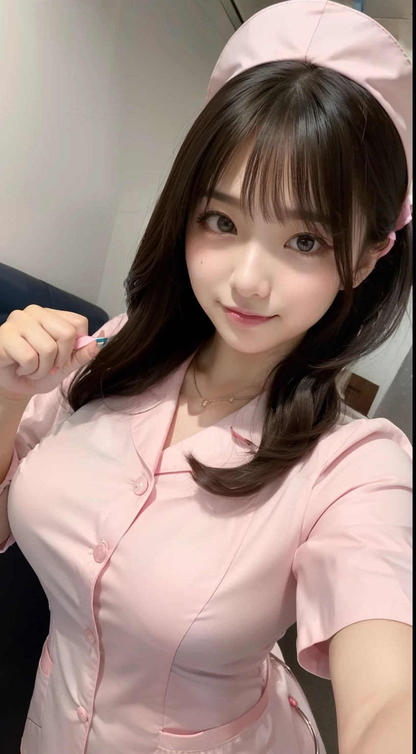 (1人の女性、japanes、22year old、Refreshing、unclear、Gentle、stylish、attractive narrow eyes、wretched、天使のようにcute little、cute little、cute、bbw、Black eyes、idol,女優,Sagging milk),(large drooping breasts).(very cute)、(A dark-haired),mesmerizing eyes、(in 8K、Raw photography、top-quality、masterpiece:1.2、optimal lighting)、masterpiece,(Photos taken by professional photographers),(realisitic、フォトrealisitic:1.37),break,( A nurse's uniform with a pink shiny and shiny texture),(A slightly naughty pink nurse uniform made of enamel material),paw pose,dynamic angle,I'm on a snowy mountain,screaming