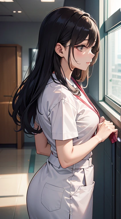 Beautiful Mature Woman、The upper part of the body、hospitals、Long、nurse、nurse、Rear view