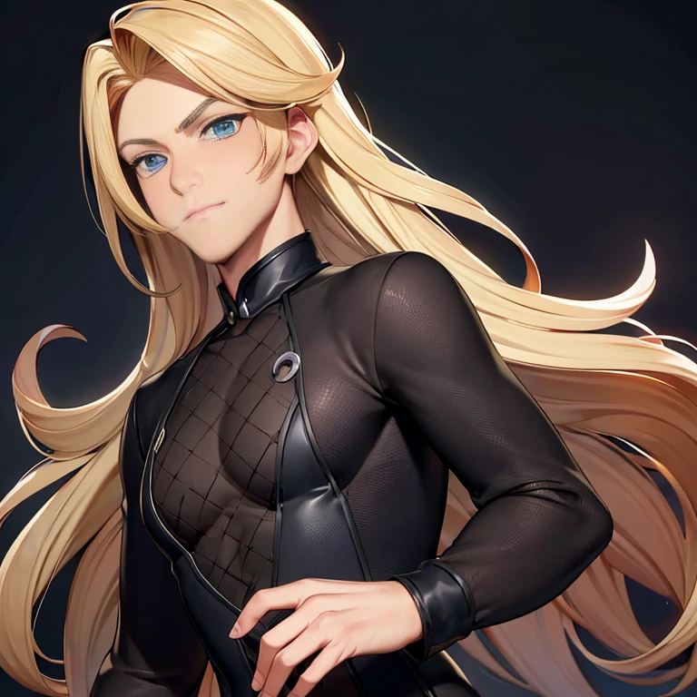 Homme blond, yeux bleus, Cheveux courts, barbe fine sur le menton, wearing black clothes of a noble king, Masterpiece, Best quality
