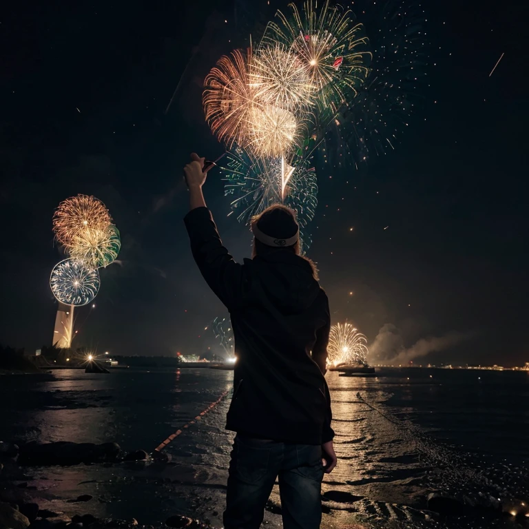 Erstelle mir ein SilvesterFeuerwerk im Universum.