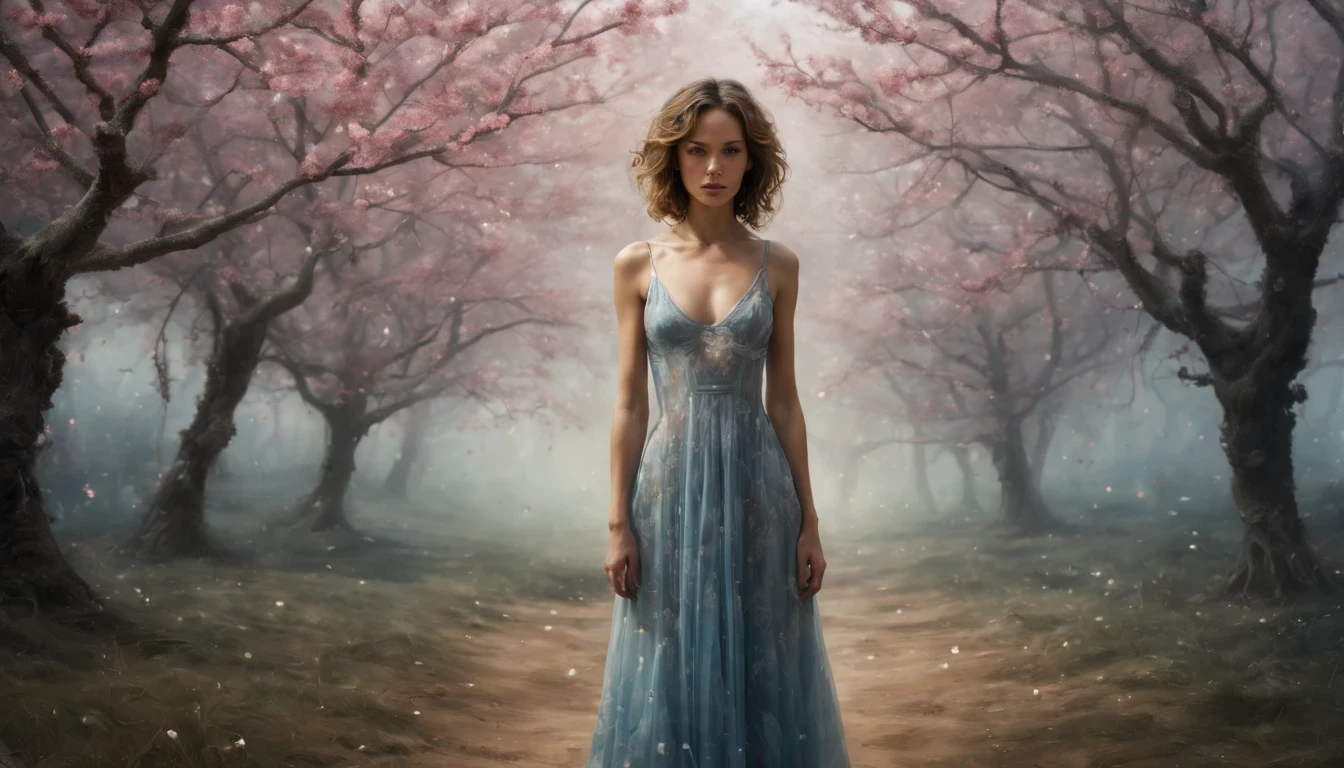 1 girl "Jennifer Grey com vestido vinho longo", (Jogo King Card:1.5, simetria rotacional),Stephen Gammell,(cowboy shot), Minimalist compositions, requintada armadura de cristal,Fio Eletroluminescente, magic sparks, enchanted magical fantasy. Peach Blossom Land, heaven, Jogo CG, Hand Painted Style, 8k, Ultra HD | | |, arte digital conceitual, Azure azul e cinza,(Very detailed, Reasonable design, linhas claras, Alta nitidez, melhor qualidade, master part, 4k ).