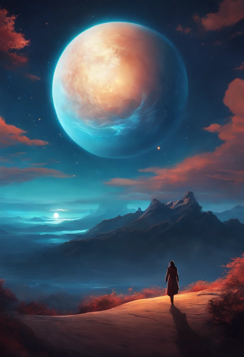 anime image of a planet with a star in the background, epic anime art, inspired by Cyril Rolando, anime fantasy illustration
