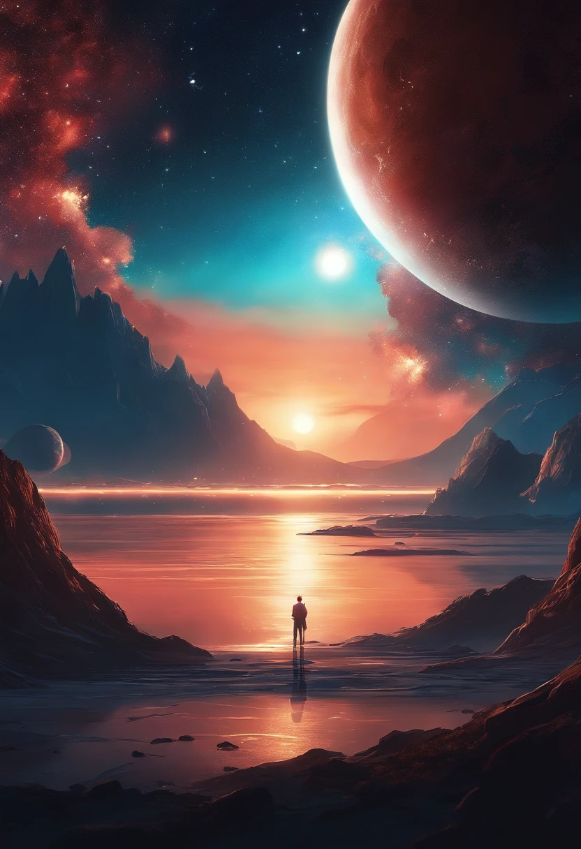 anime image of a planet with a star in the background, epic anime art, inspired by Cyril Rolando, anime fantasy illustration
