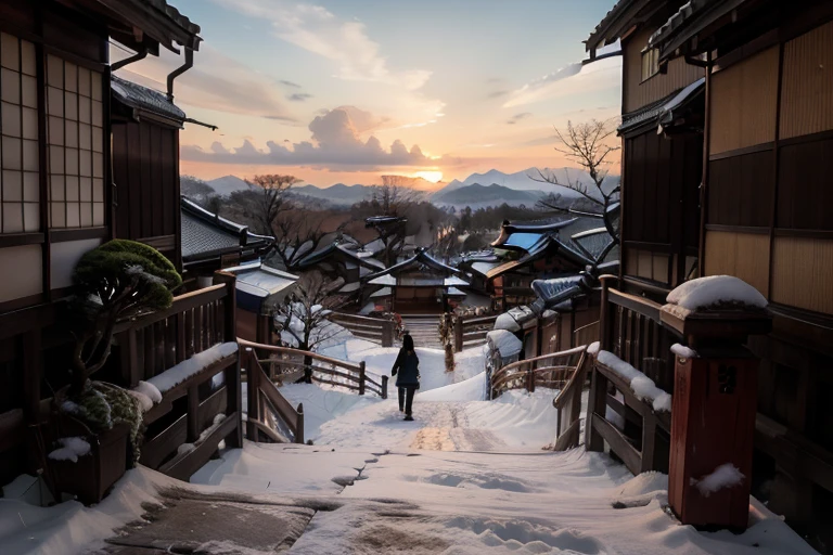 rising sun, new year, spiritual, scenery, perspective, top quality, Japan, winter