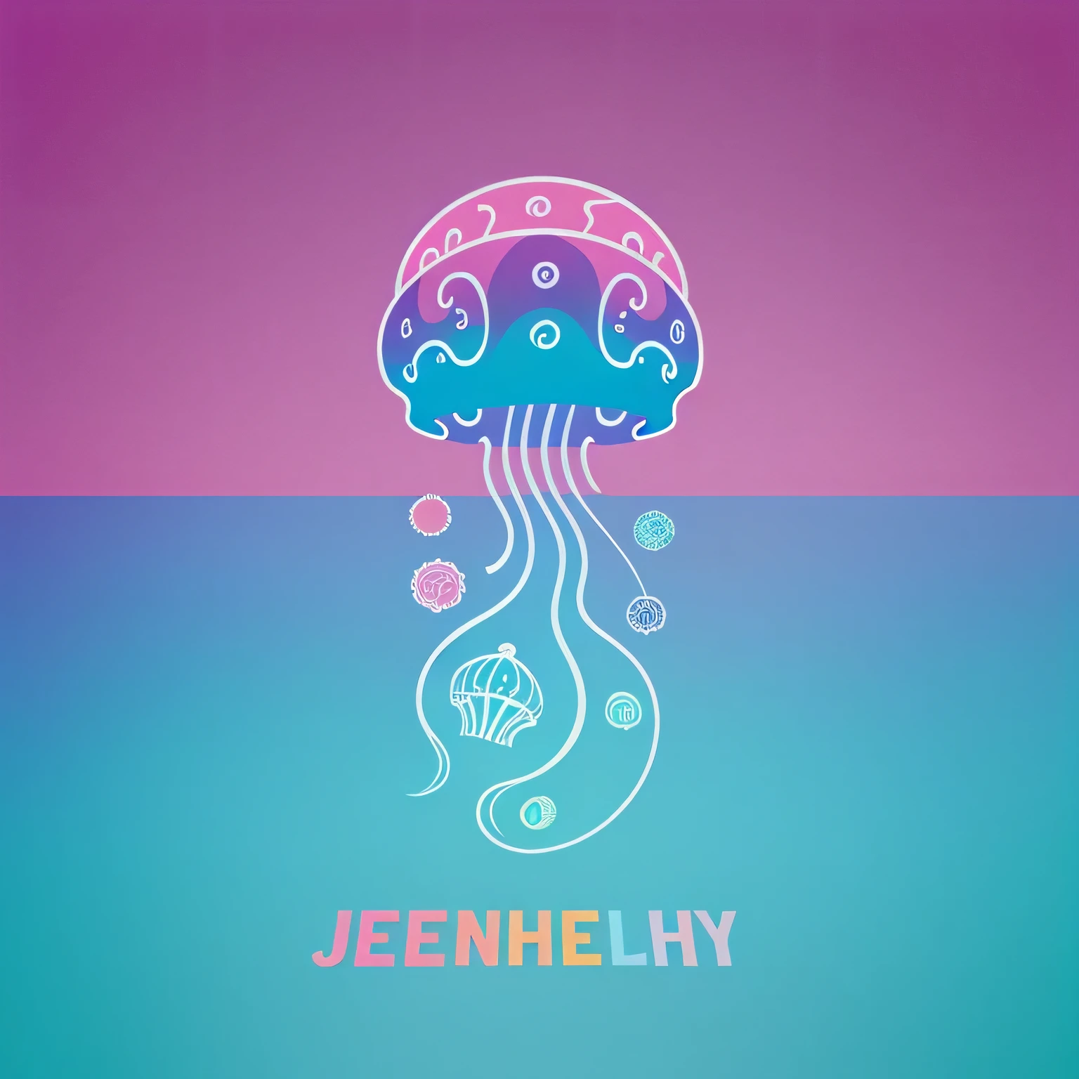 Jellyfish pattern color block monochrome charming color scale