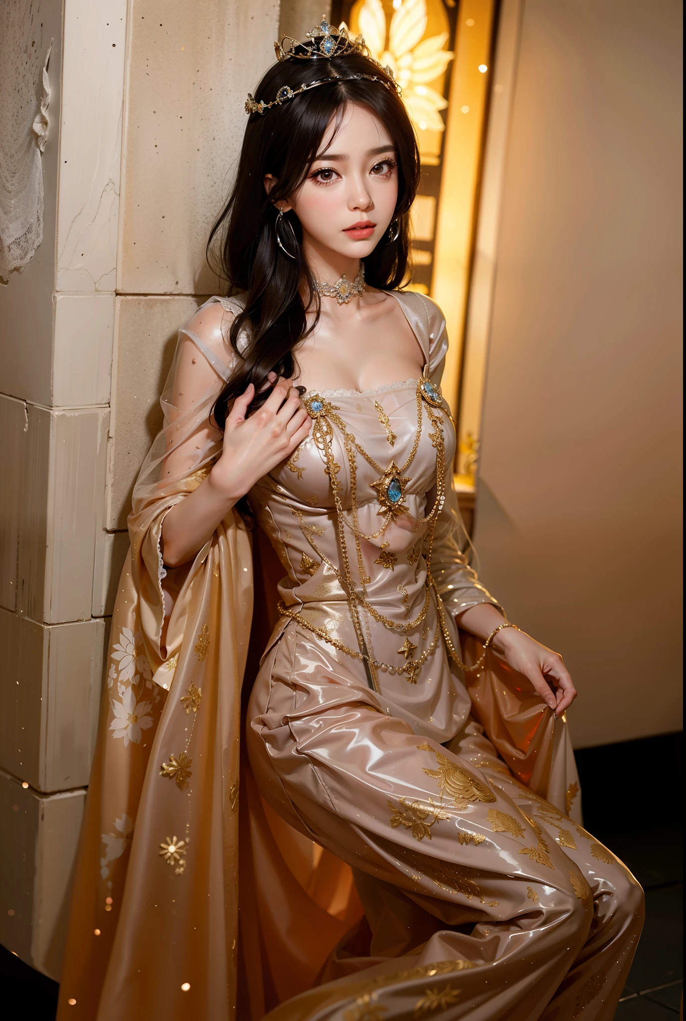 Imperial sister,詳細な目,Snow Queen,put the crown on your head,Detailed facial expressions,Ripe body,Tall figure,Number,legs long,4K,k hd,fleshy feeling,White translucent lace,白皙busty figure,Nice face,Cherry small mouth,beautiful and delicious(3D royal sister),busty figure,gloss gel coat,gorgeously dressed queen,Gem Diamond Crown,