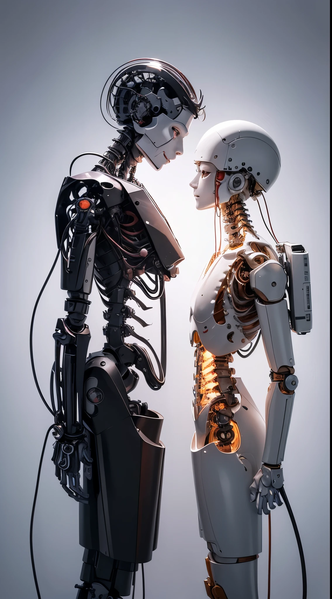 ((tmasterpiece))), (((Best quality at best))), ((ultra - detailed)), (CG illustration), ((Extremely Delicately Beautiful)),(From the side Side),电影灯光, ((1 mechanical boy)), the only person, Full body ,(Machine joints:1.2),((Mechanical limb)),(The blood vessels are attached to the tube),(Mechanical spine fixed to the back),((The mechanical cervical vertebrae are attached to the neck)),(are standing),face expressionless,(Wires and cables around the neck:1.2),(wires and cables on head:1.2)(Character focus),sci-fy,Extremely fine,One color,The thinnest task completed is 30%