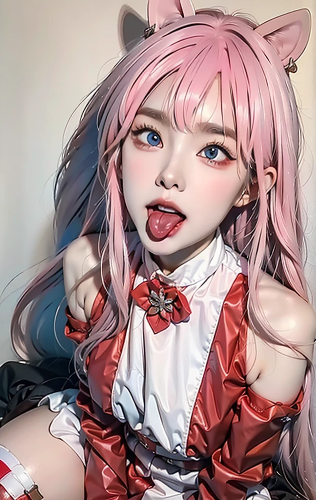 1girl, (sticking out her tongue out), (tongue), ultra high res, photorealistic, best quality, 8k resolution, masterpiece, cat ears, choker, garter belt, garter straps, latex, competitive swimsuit, tank top, close up face view, (ahegao), kneeling, oh face, Open your mouth wide, Stick out your tongue to receive, One hand in your mouth, Ecstasy, (White sperm on your face), Face up, Shoot from above, (White sperm dripping from your mouth), Tongue sticking out, (White sperm accumulation on the tongue), ecstatic look, a large amount of white sperm in the mouth, holding a very thick brown frankfurt in your hand, Sucking very thick brown frankfurters, cheeking very thick brown sausage, a large amount of white sperm from the tip of a very thick brown frankfurter, white sperm on the chest, delicate fingertips, complicated fingertips, sucking a thick brown mountain jaw to the back of the throat white sperm leaking from the gap, water discharge from the crotch, a large amount of sperm all over the body, a large amount of vaginal shot, nsfw, eyes roll back, eyes up, zero two